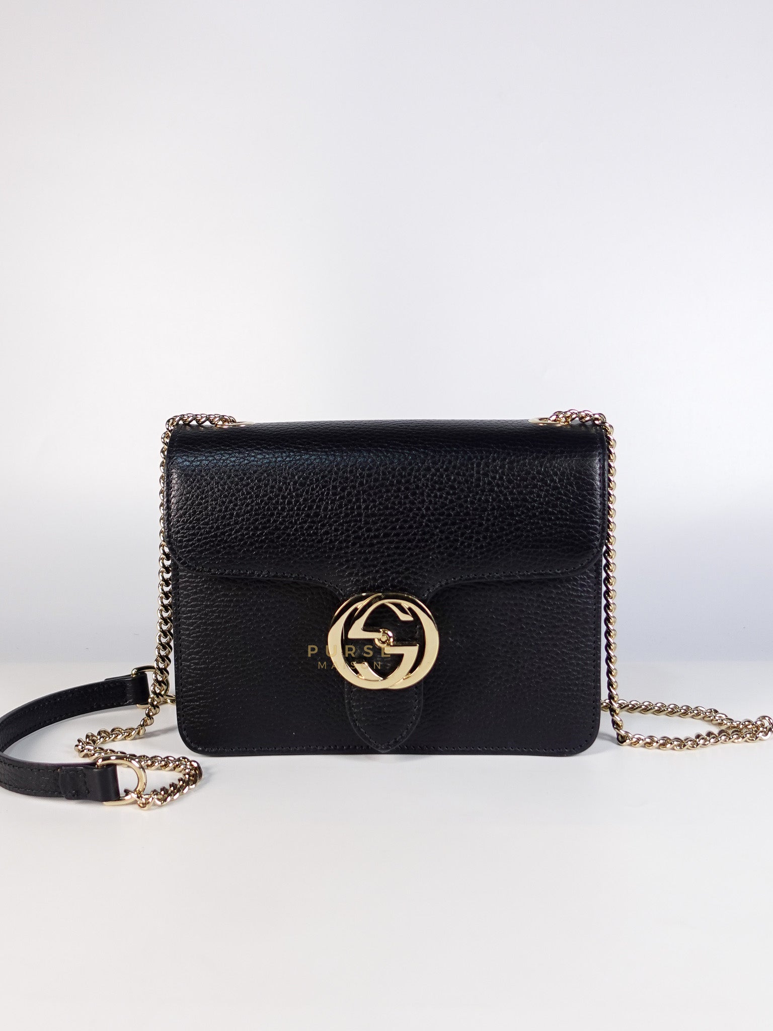 Dollar Interlocking G Black Small Calfskin Leather | Purse Maison Luxury Bags Shop