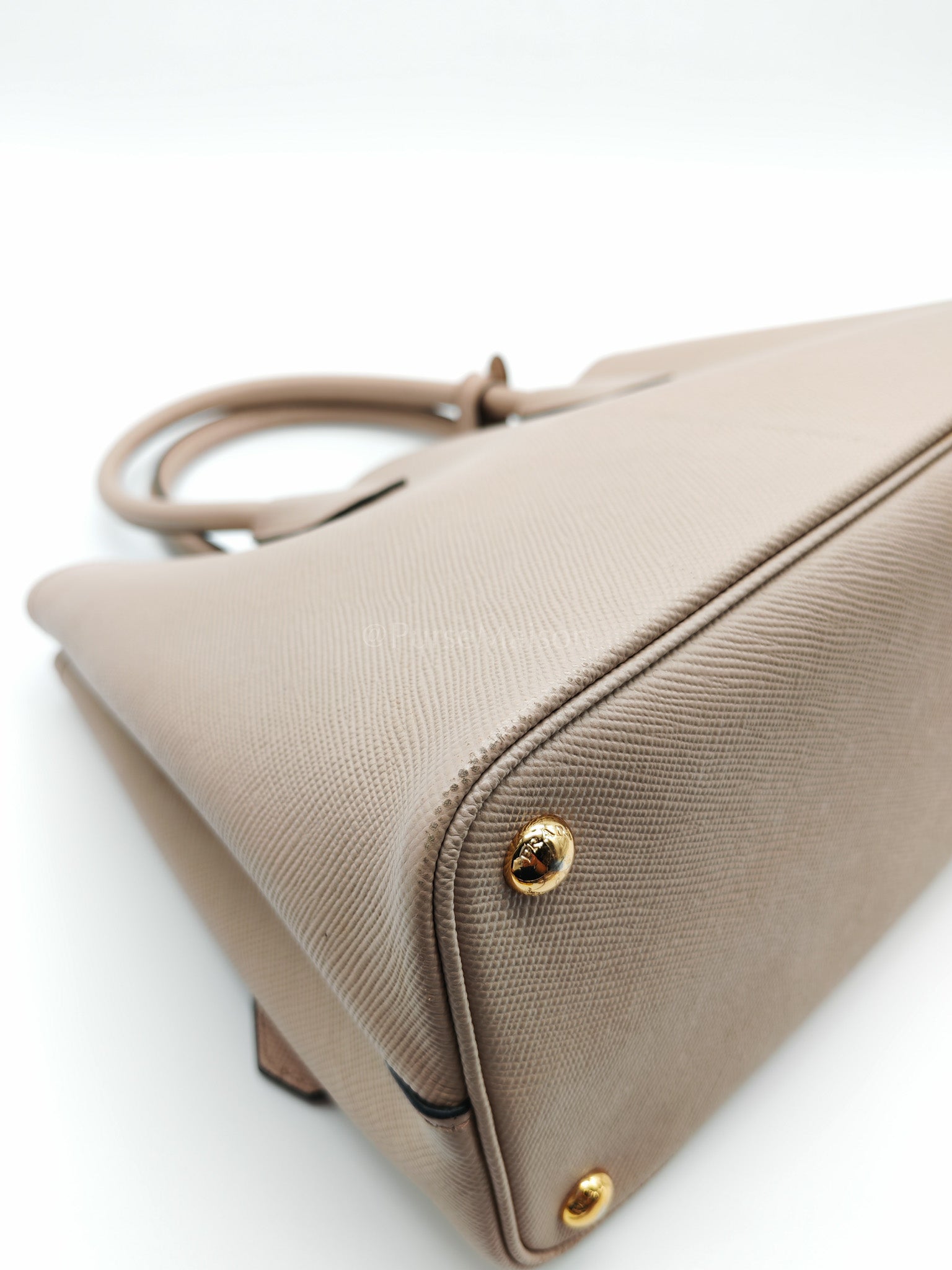 Double Bag in Light Beige Saffiano Cuir Leather Shoulder Bag | Purse Maison Luxury Bags Shop