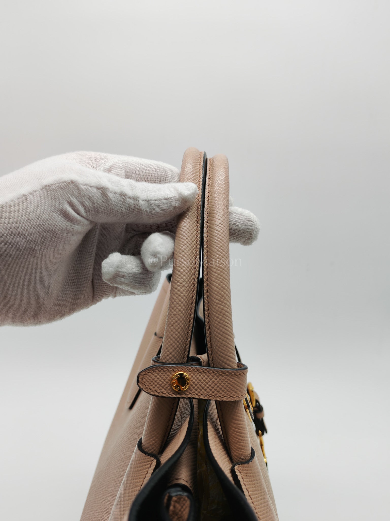 Double Bag in Light Beige Saffiano Cuir Leather Shoulder Bag | Purse Maison Luxury Bags Shop