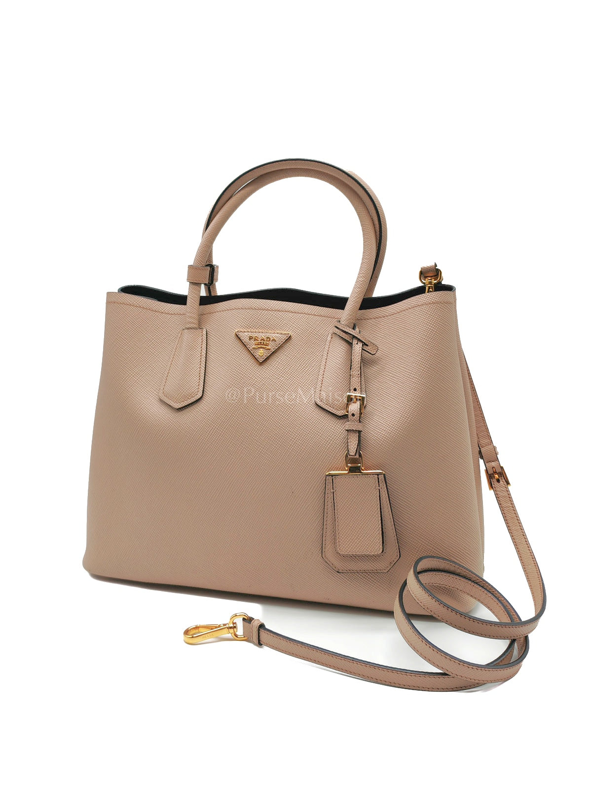 Double Bag in Light Beige Saffiano Cuir Leather Shoulder Bag | Purse Maison Luxury Bags Shop