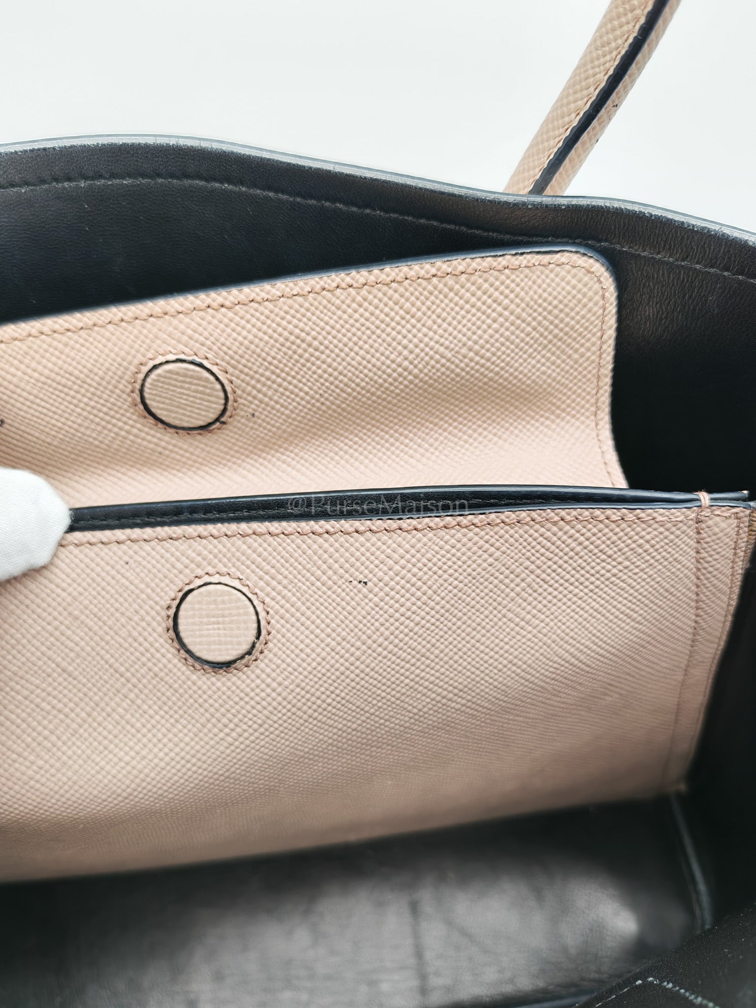 Double Bag in Light Beige Saffiano Cuir Leather Shoulder Bag | Purse Maison Luxury Bags Shop