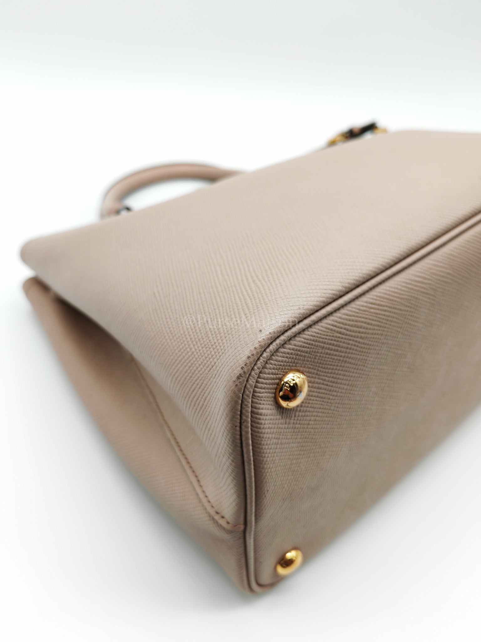 Double Bag in Light Beige Saffiano Cuir Leather Shoulder Bag | Purse Maison Luxury Bags Shop