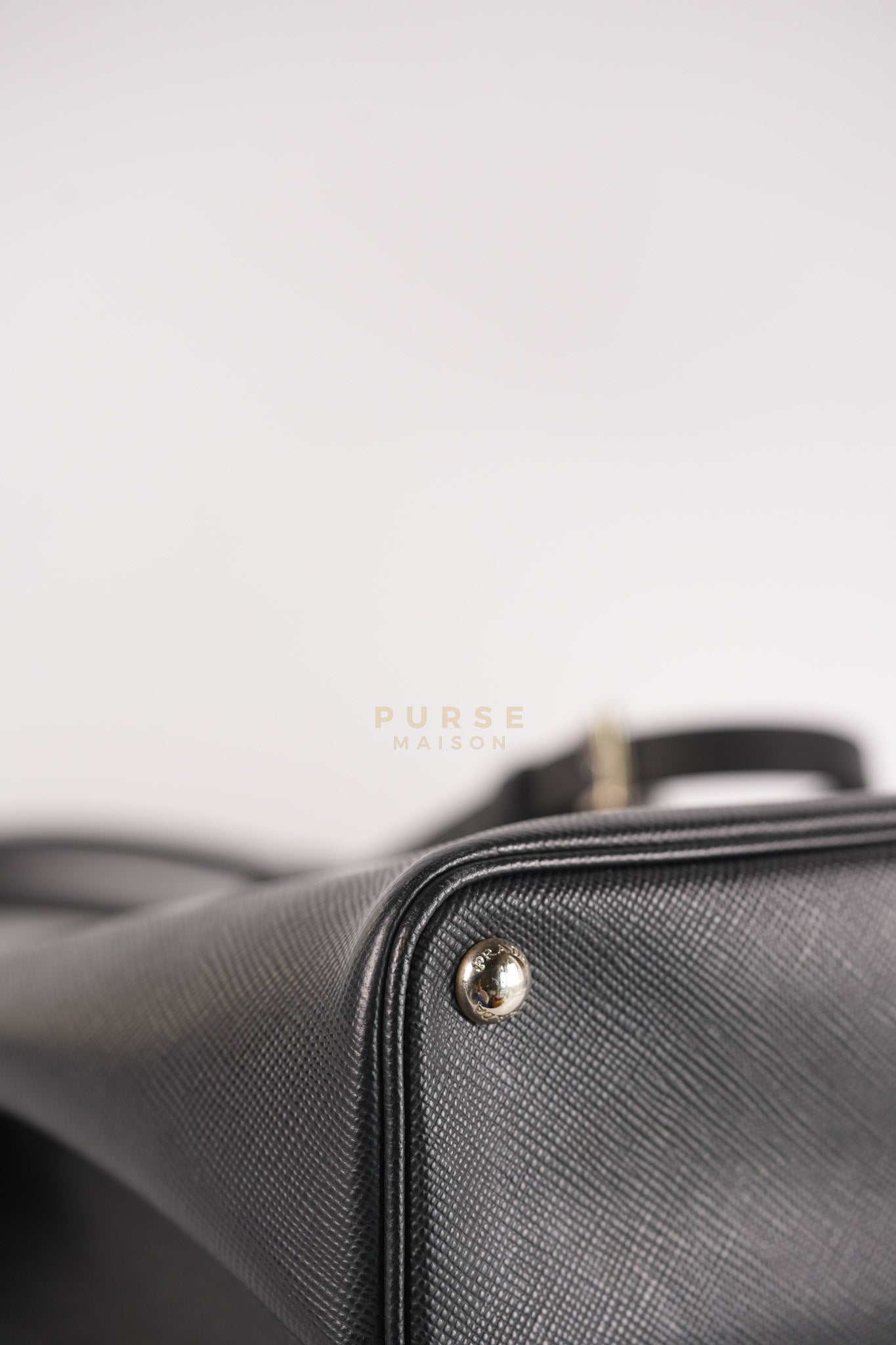 Double Bag Large in Black/Nero Saffiano Cuir Leather Silver Hardware | Purse Maison Luxury Bags Shop