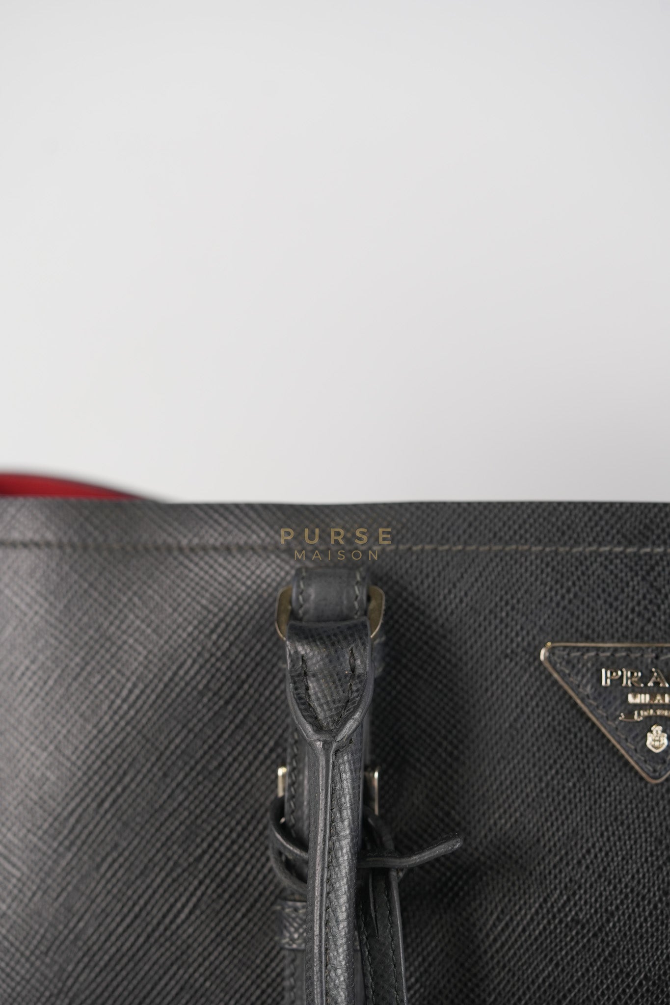 Double Bag Large in Black/Nero Saffiano Cuir Leather Silver Hardware | Purse Maison Luxury Bags Shop