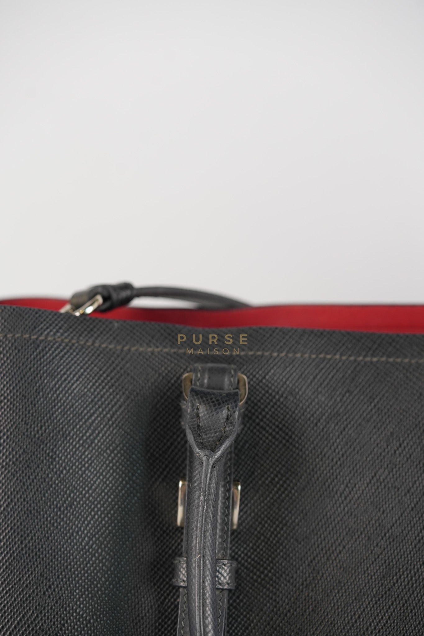 Double Bag Large in Black/Nero Saffiano Cuir Leather Silver Hardware | Purse Maison Luxury Bags Shop