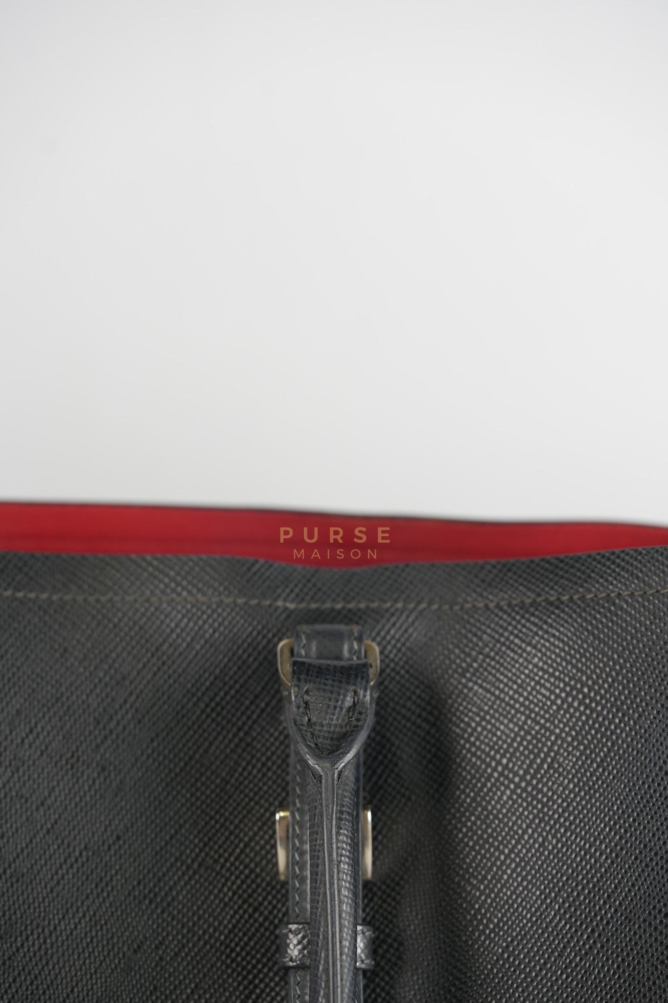 Double Bag Large in Black/Nero Saffiano Cuir Leather Silver Hardware | Purse Maison Luxury Bags Shop