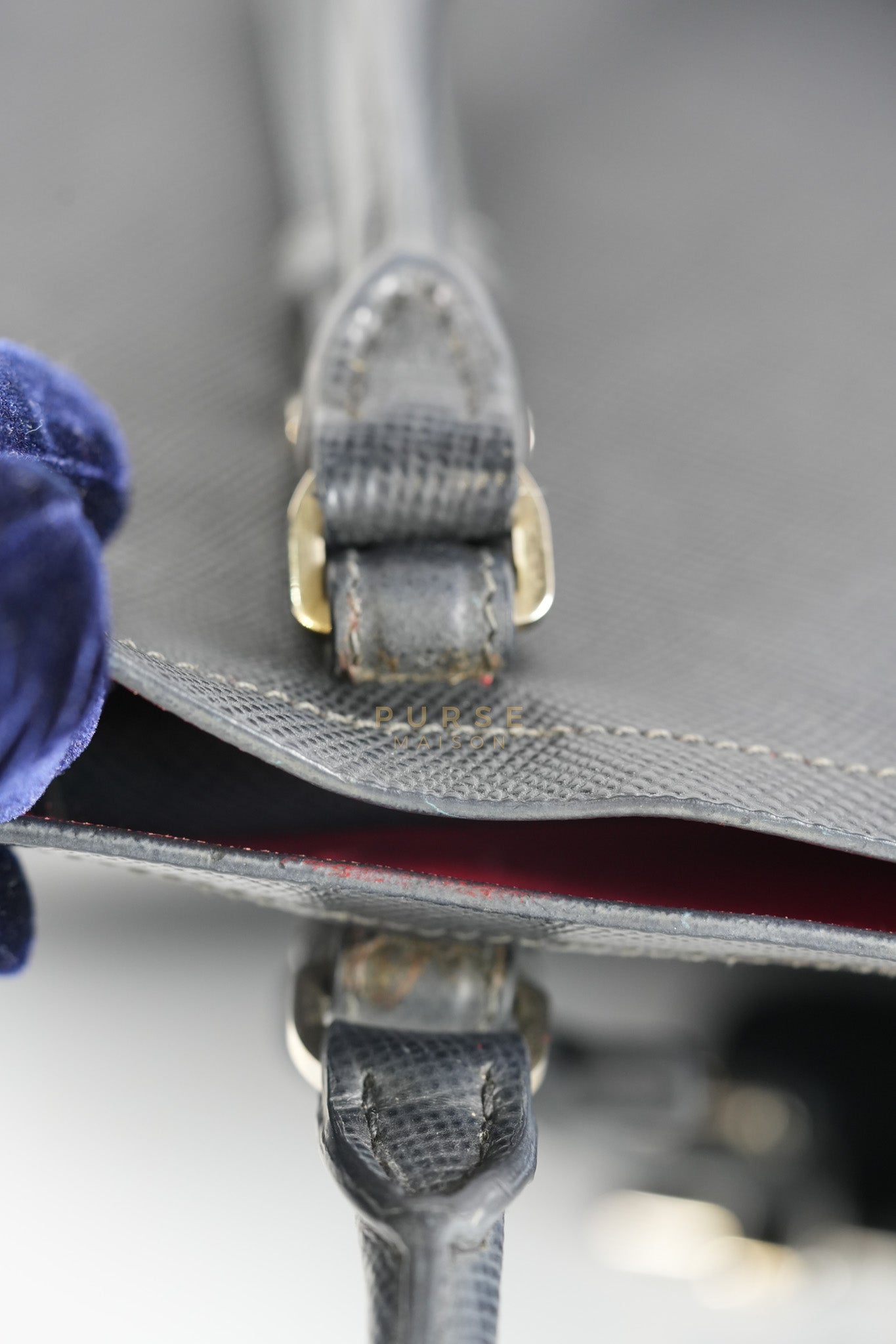 Double Bag Large in Black/Nero Saffiano Cuir Leather Silver Hardware | Purse Maison Luxury Bags Shop