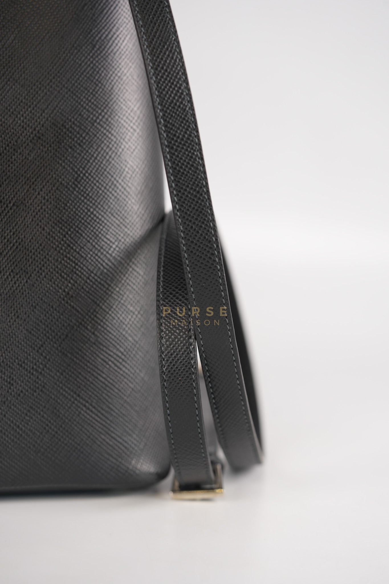 Double Bag Large in Black/Nero Saffiano Cuir Leather Silver Hardware | Purse Maison Luxury Bags Shop