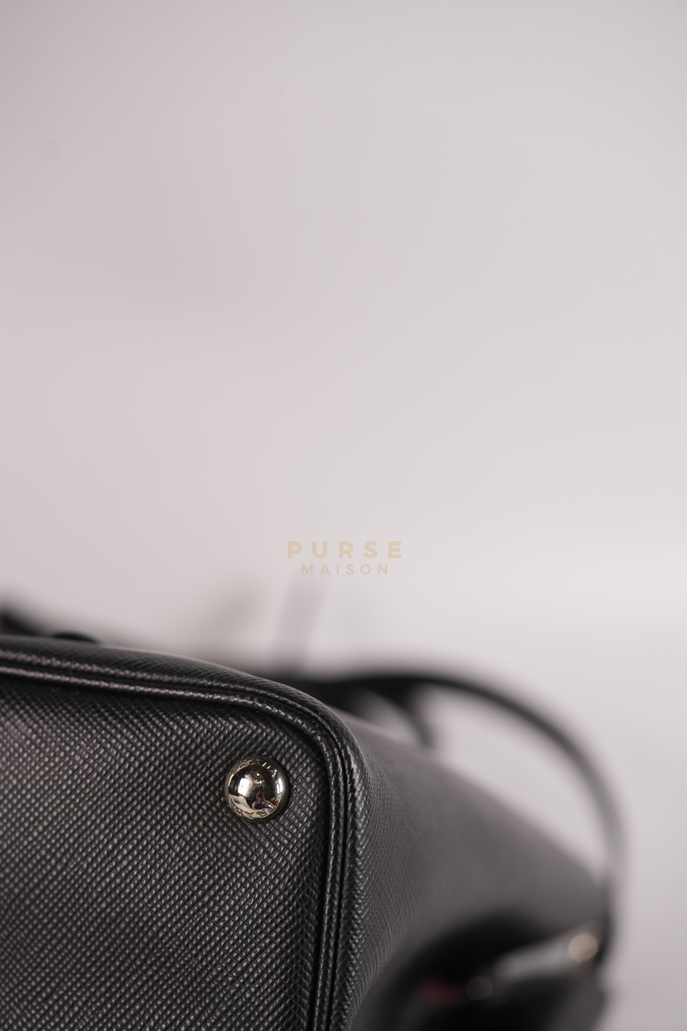 Double Bag Large in Black/Nero Saffiano Cuir Leather Silver Hardware | Purse Maison Luxury Bags Shop