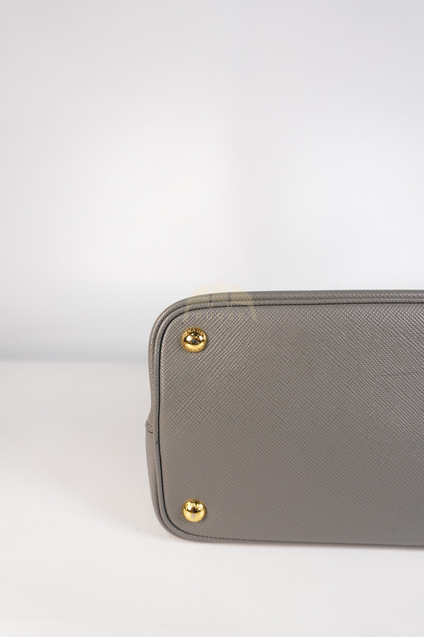 Double Bag Medium Saffiano Cuir Gray/Burgundy Leather Two-Way Bag | Purse Maison Luxury Bags Shop