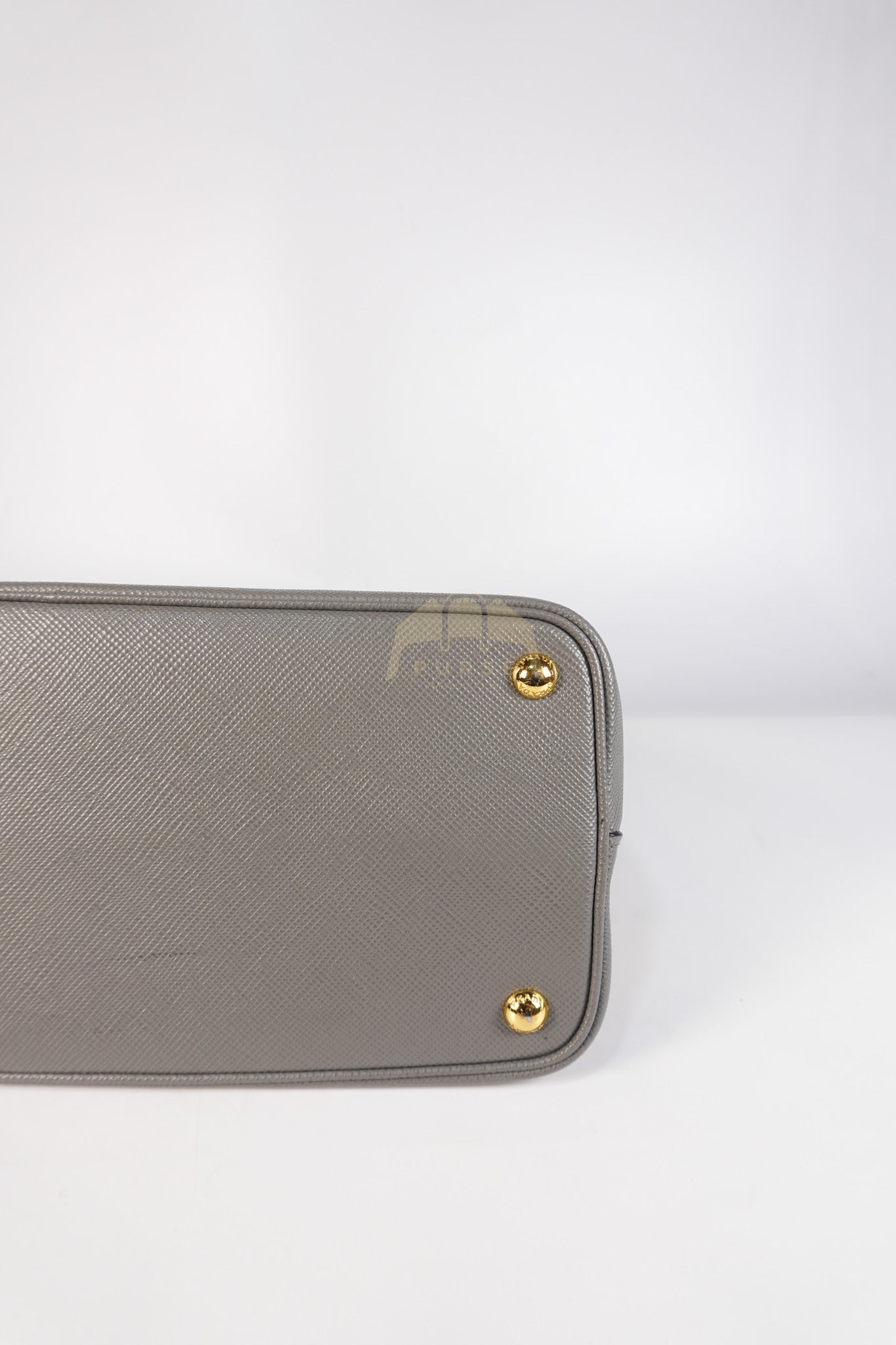 Double Bag Medium Saffiano Cuir Gray/Burgundy Leather Two-Way Bag | Purse Maison Luxury Bags Shop