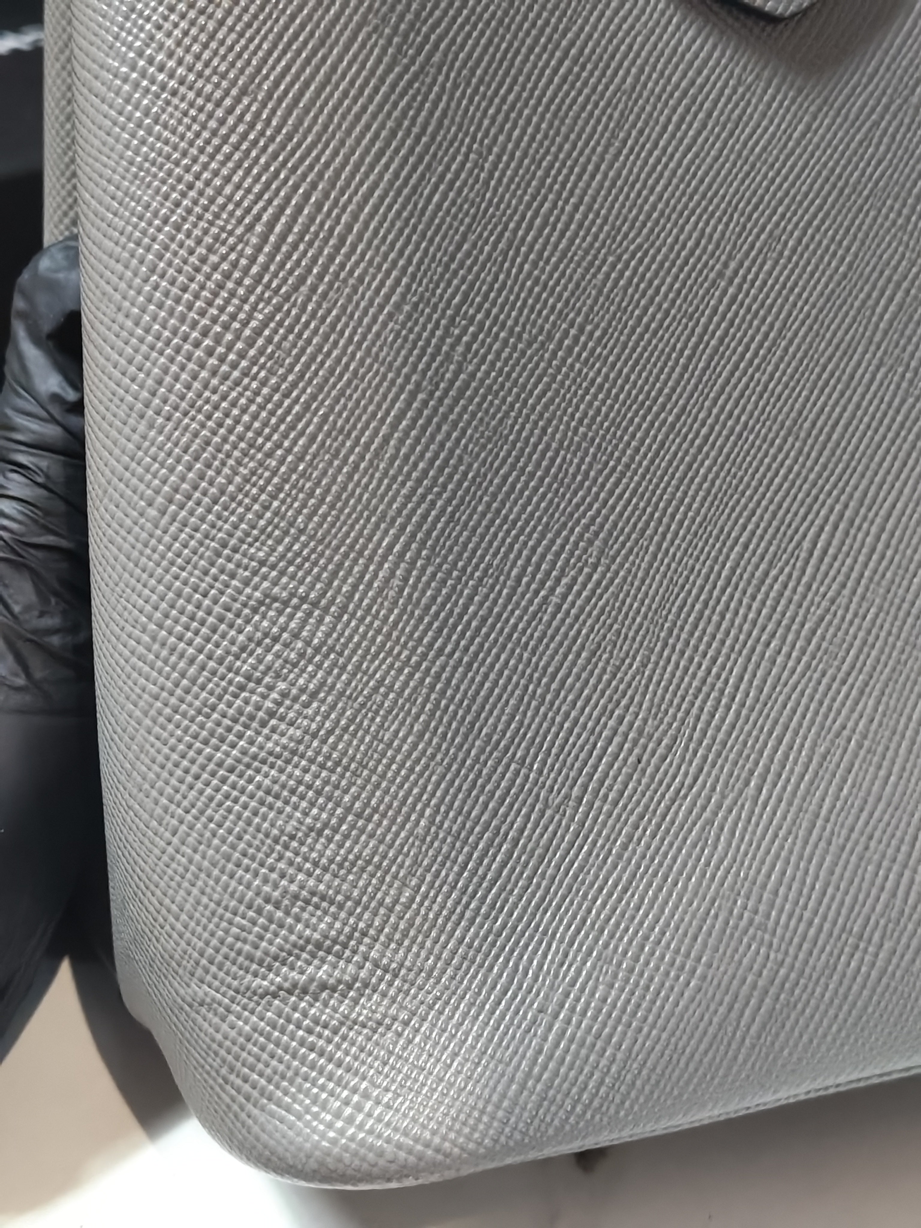 Double Bag Medium Saffiano Cuir Gray/Burgundy Leather Two-Way Bag | Purse Maison Luxury Bags Shop