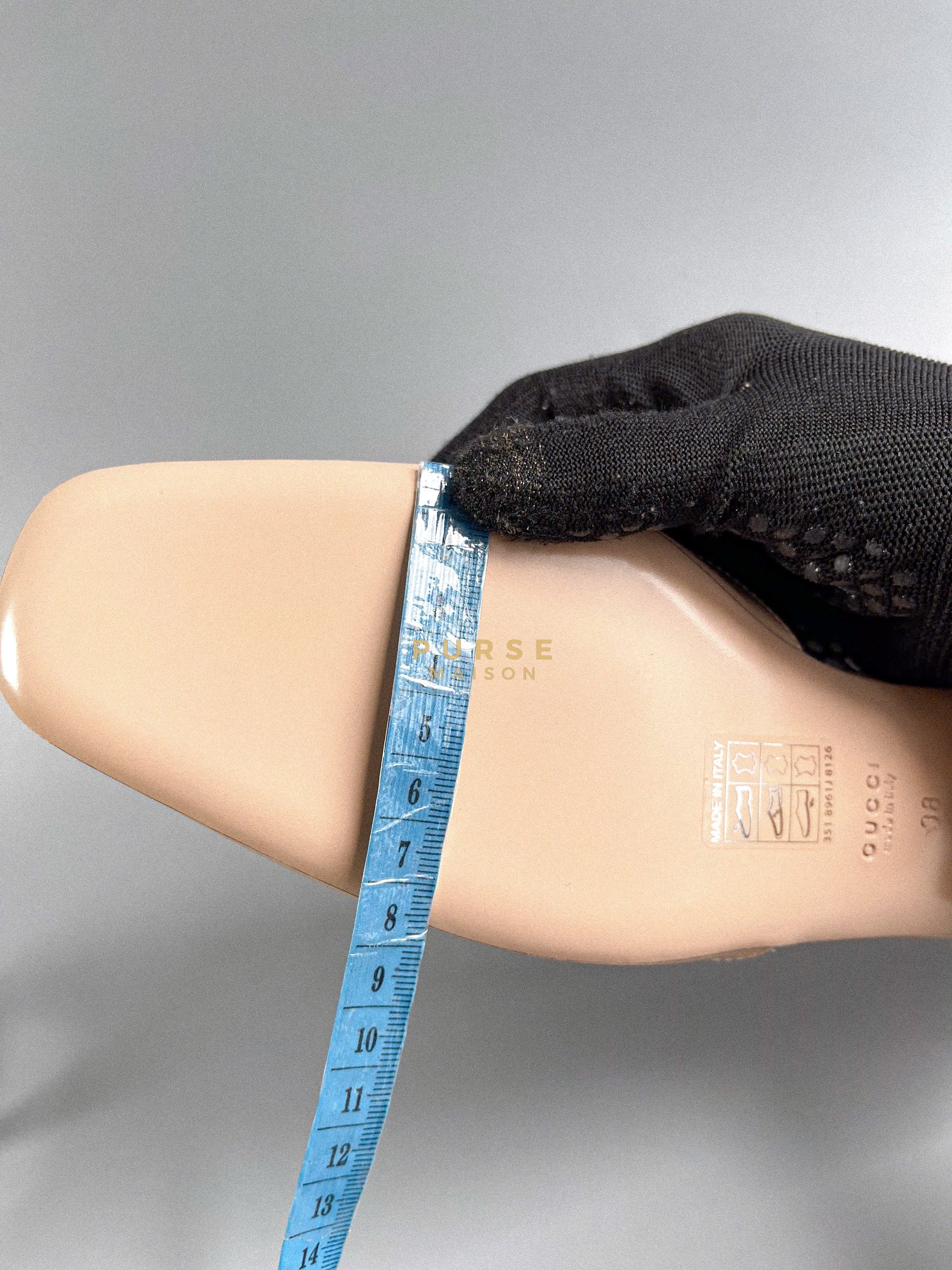 Double G Beige Patent Leather Ballerina Sandals (Size 38 EU, 26cm) | Purse Maison Luxury Bags Shop