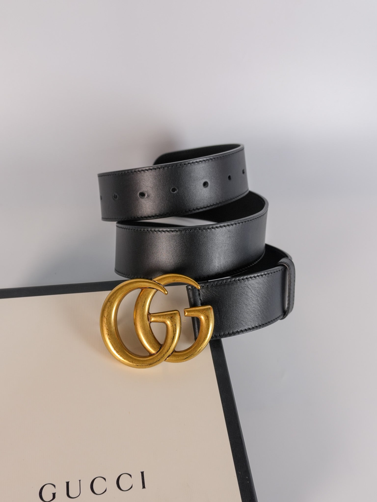 Double G Wide Leather Belt Size 90 | Purse Maison Luxury Bags Shop