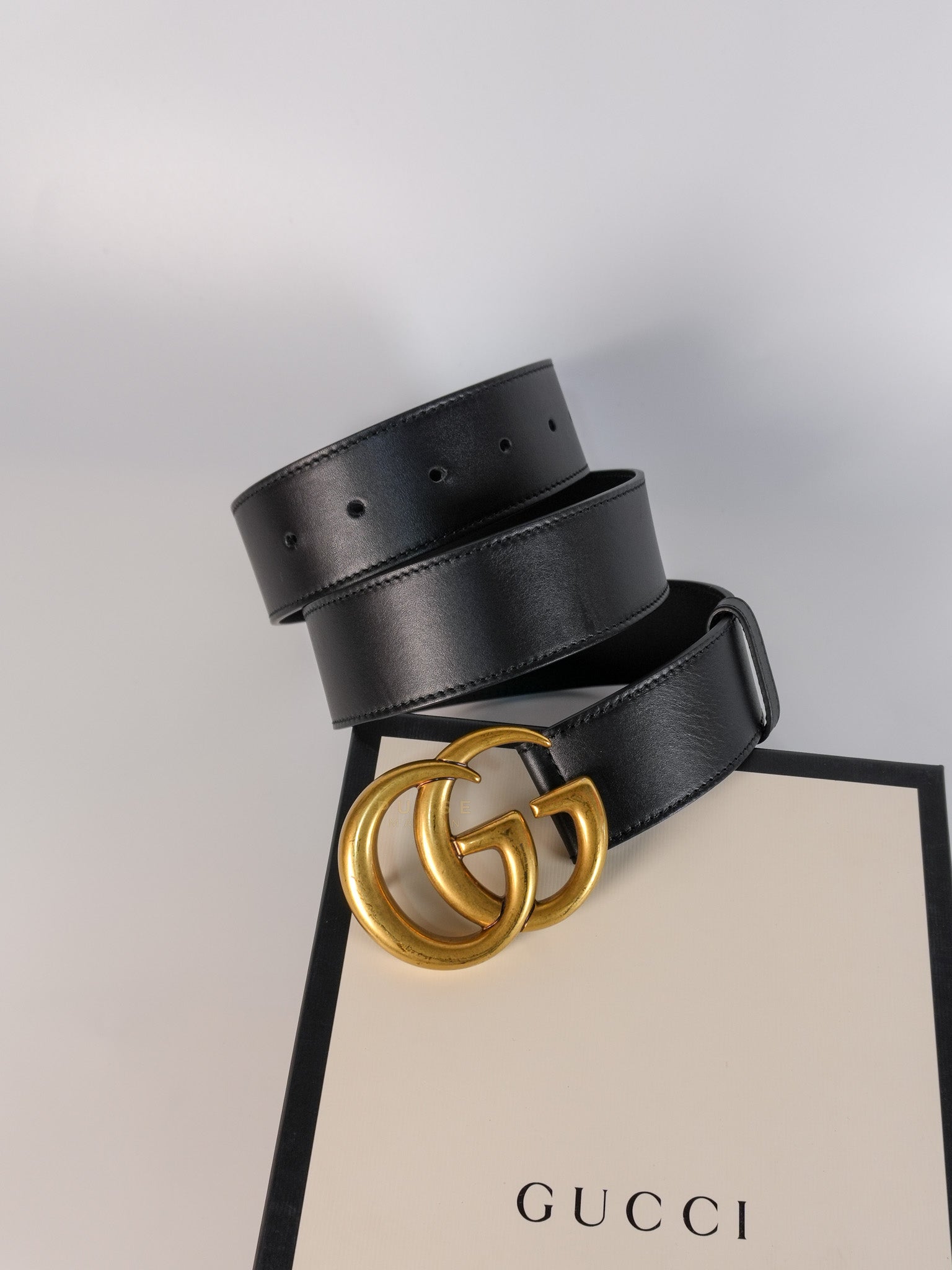 Double G Wide Leather Belt Size 90 | Purse Maison Luxury Bags Shop