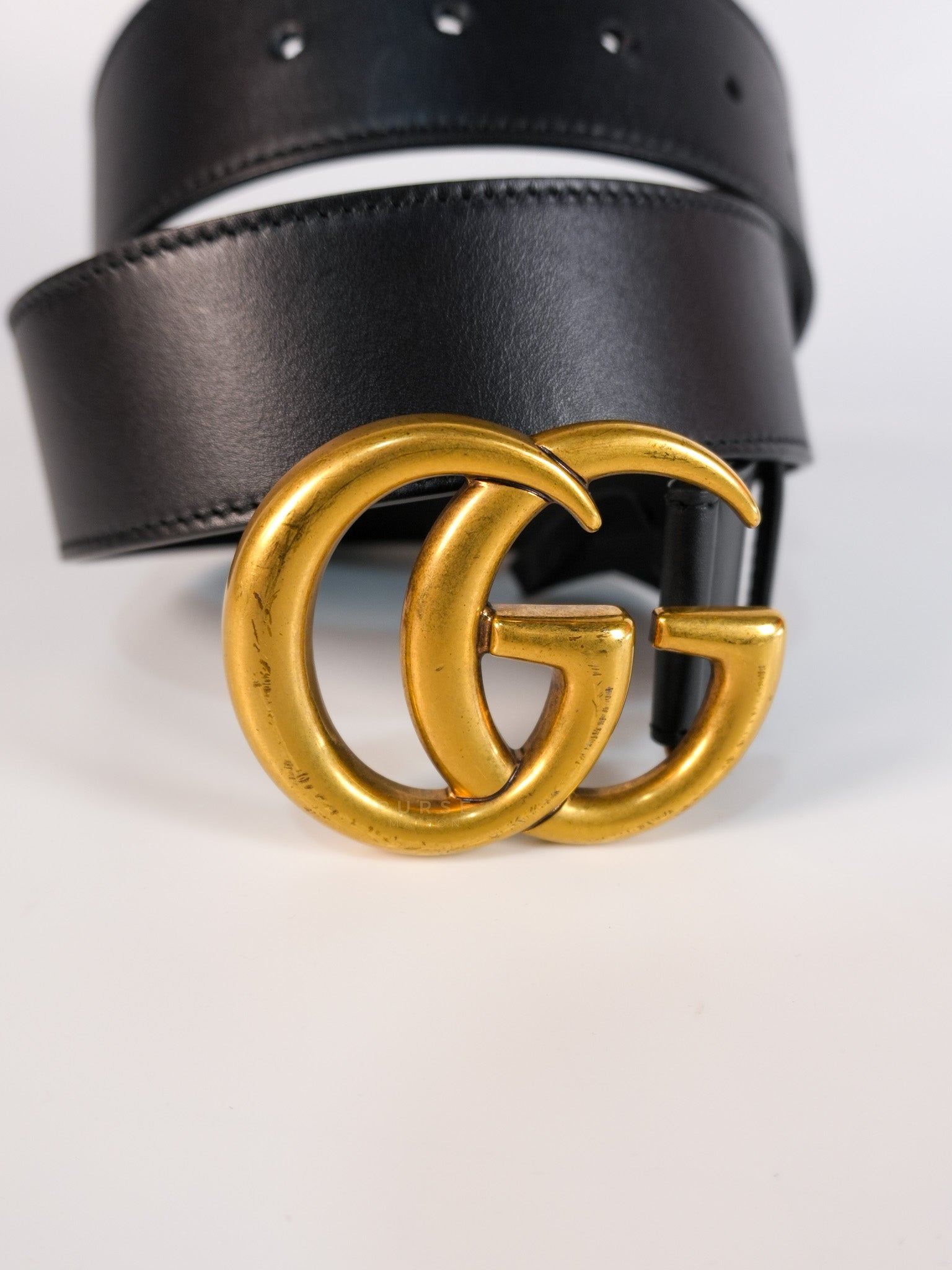 Double G Wide Leather Belt Size 90 | Purse Maison Luxury Bags Shop
