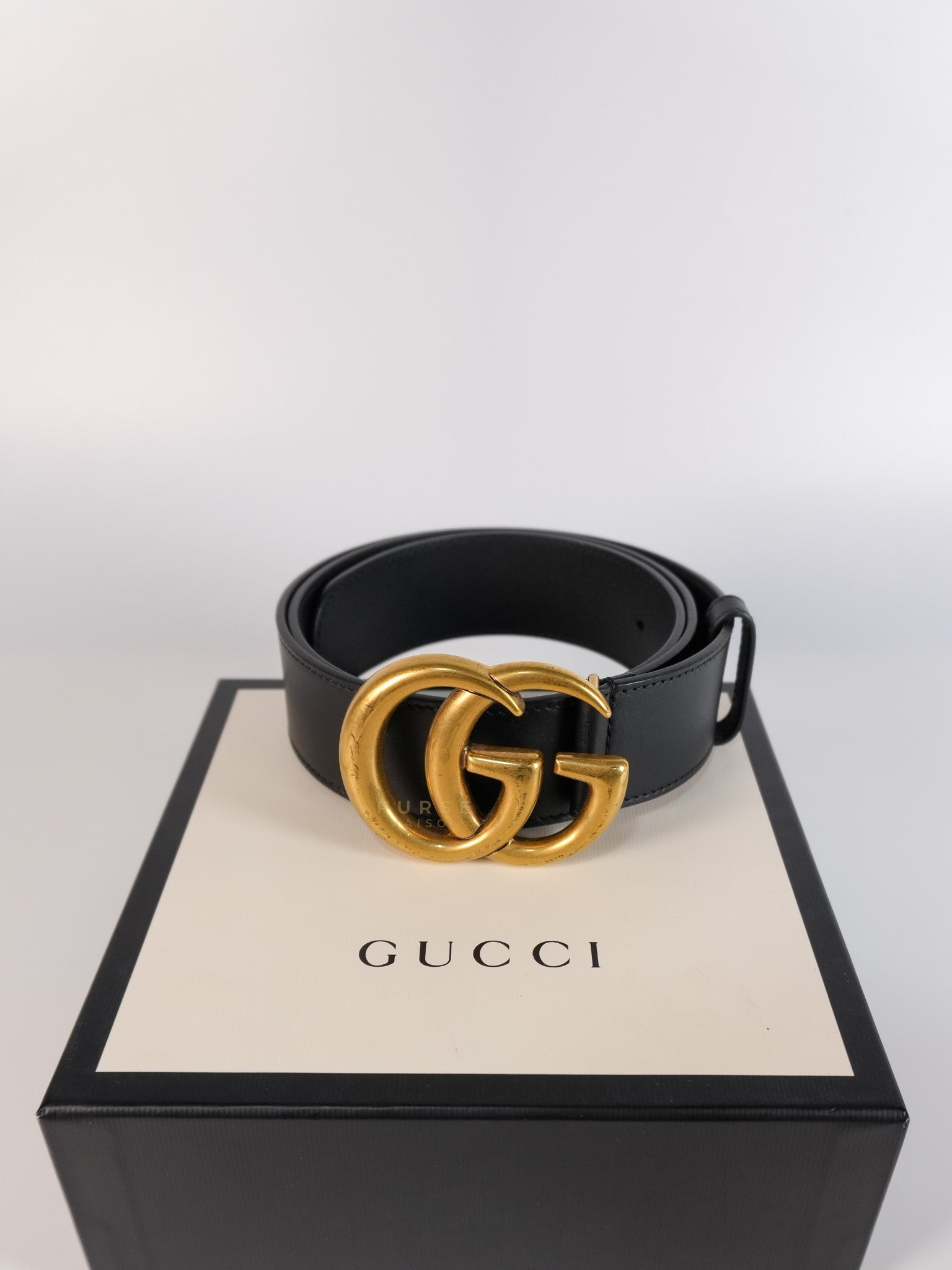 Double G Wide Leather Belt Size 90 | Purse Maison Luxury Bags Shop