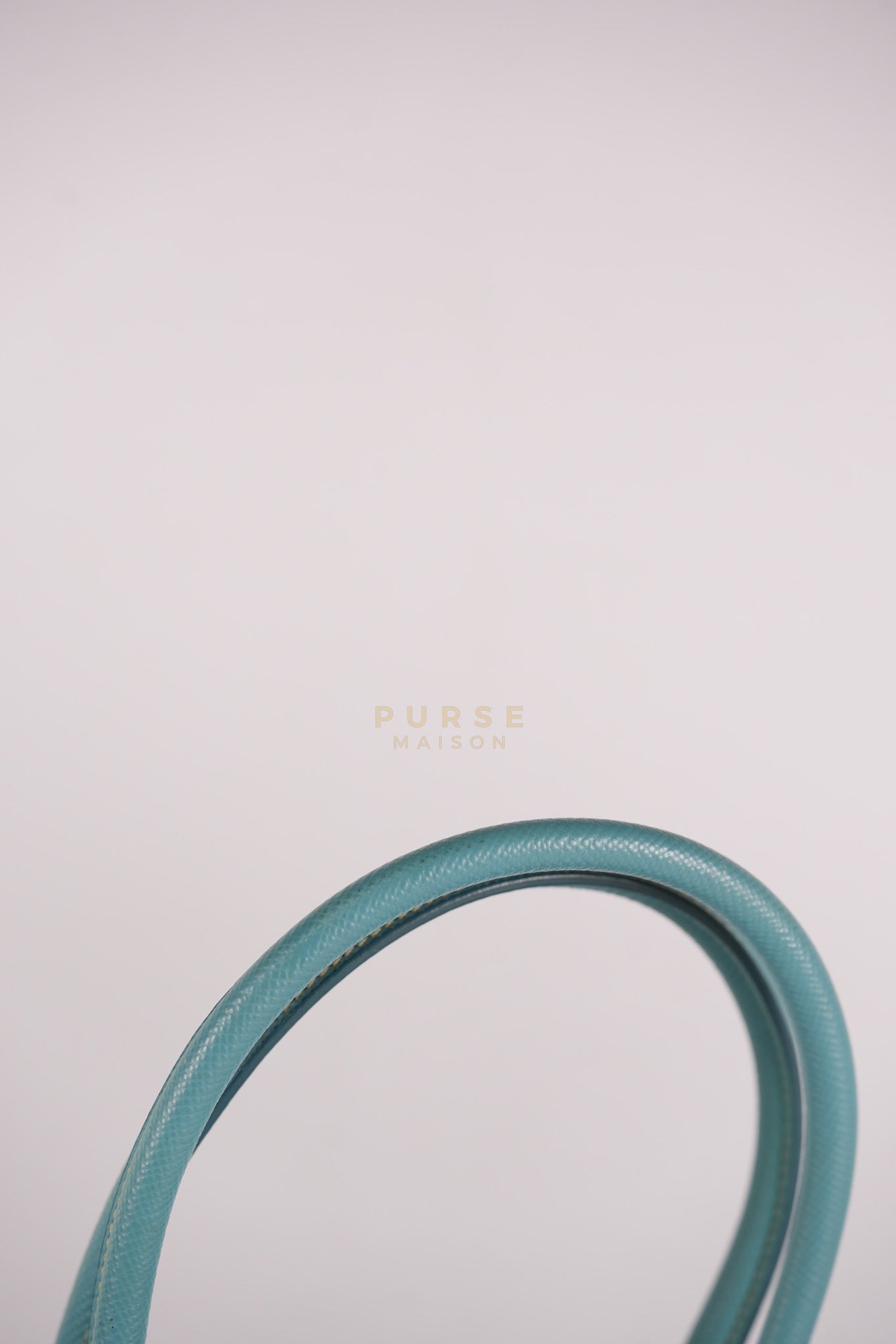 Double Handle Tote Bag Small in Teal Saffiano Cuir Leather | Purse Maison Luxury Bags Shop