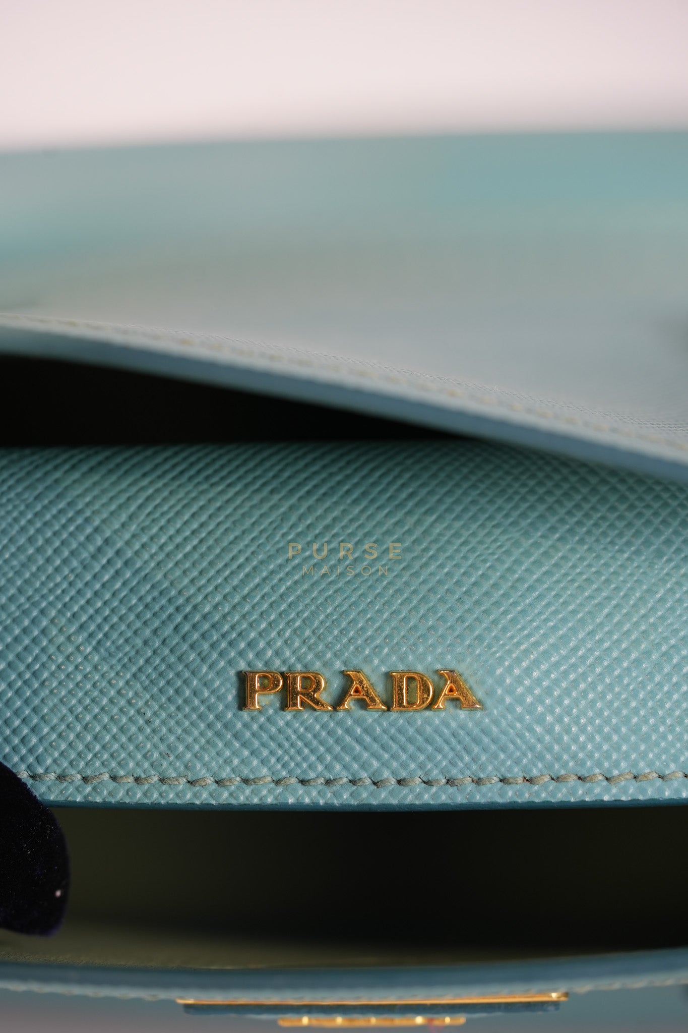 Double Handle Tote Bag Small in Teal Saffiano Cuir Leather | Purse Maison Luxury Bags Shop