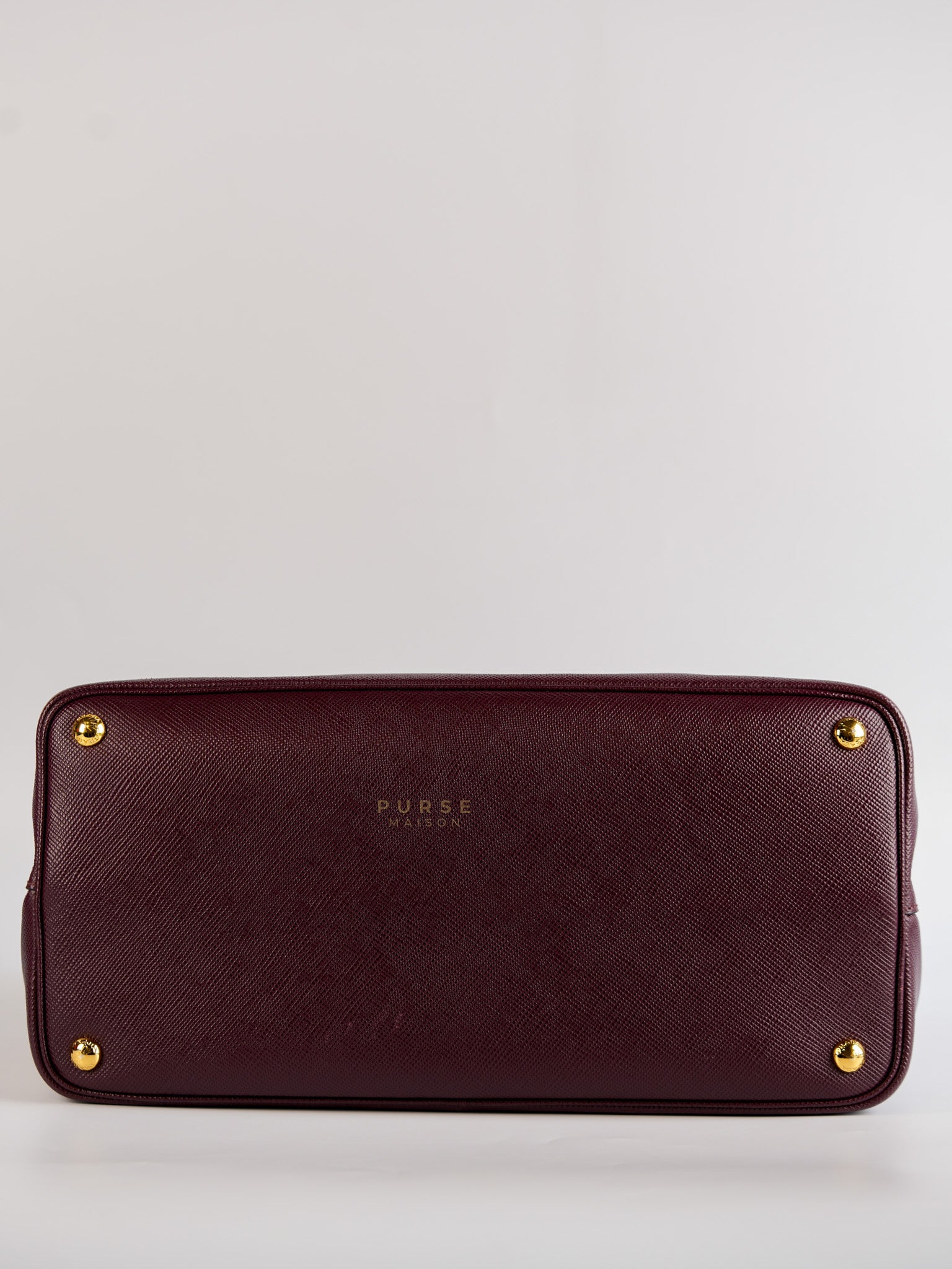 Double Handle Tote Medium in Maroon Saffiano Cuir Leather | Purse Maison Luxury Bags Shop