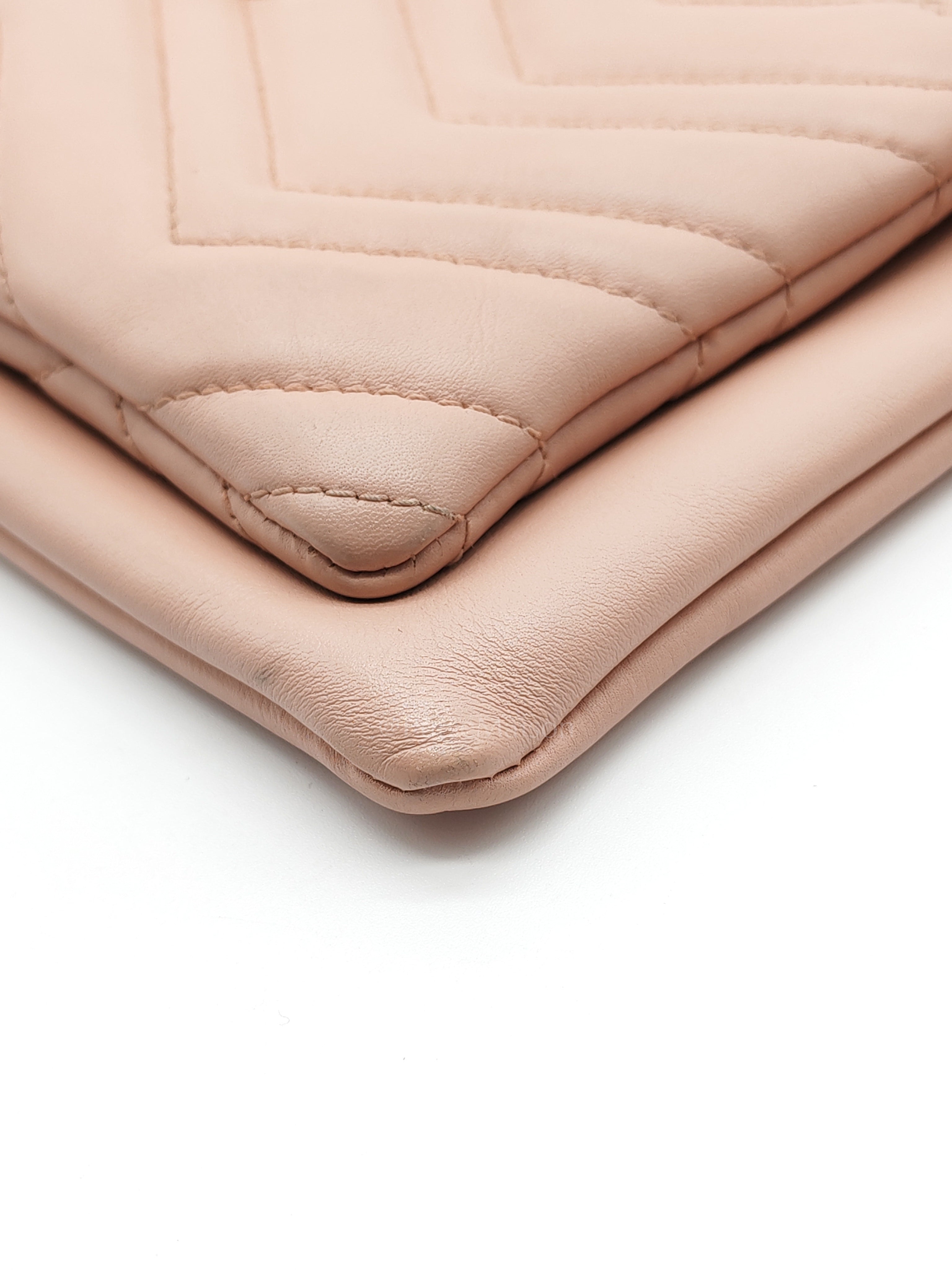 Double Pouch Shoulder Bag in Blush Pink Marmont Matellase Leather & Gold Hardware | Purse Maison Luxury Bags Shop