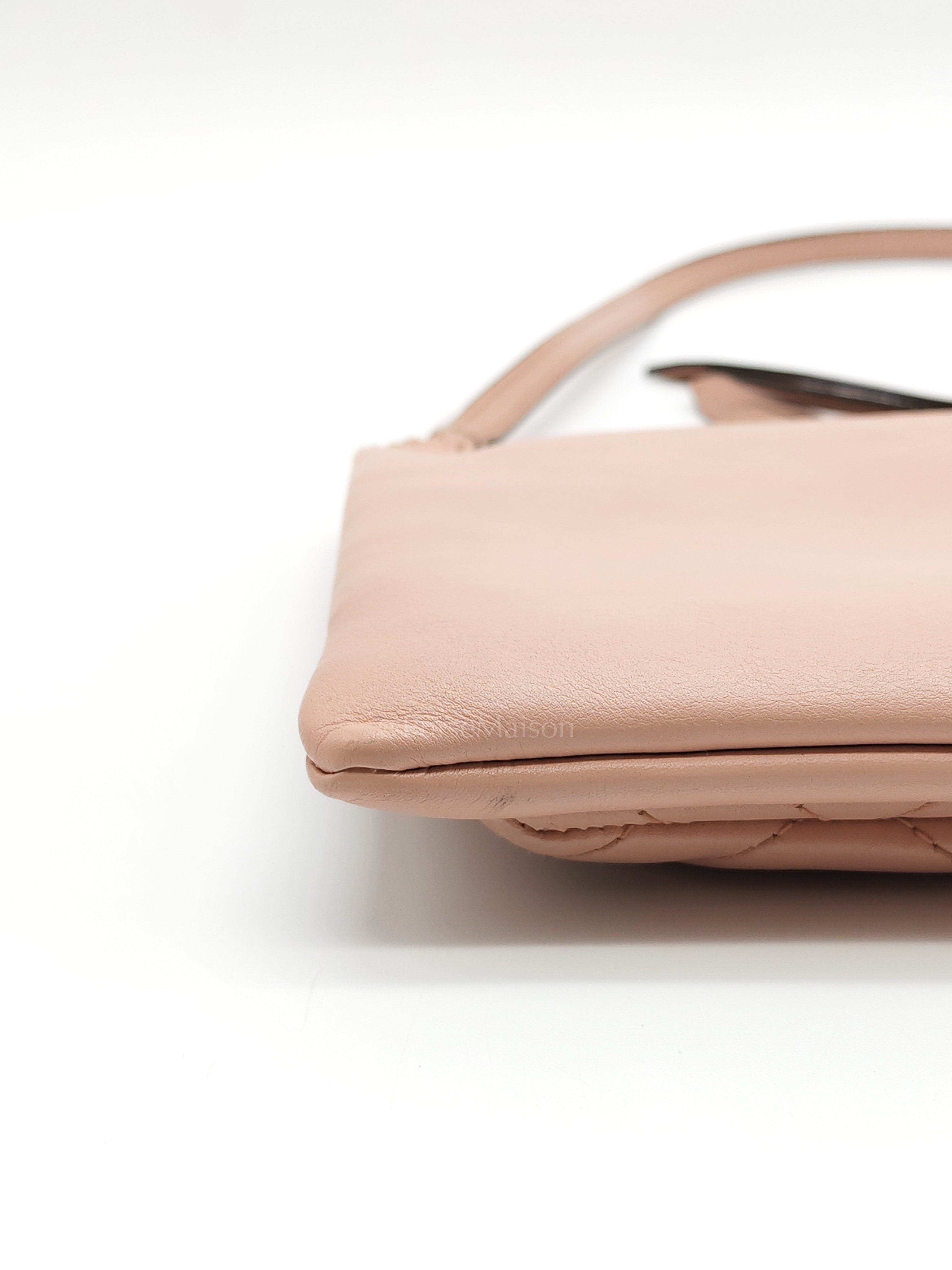 Double Pouch Shoulder Bag in Blush Pink Marmont Matellase Leather & Gold Hardware | Purse Maison Luxury Bags Shop