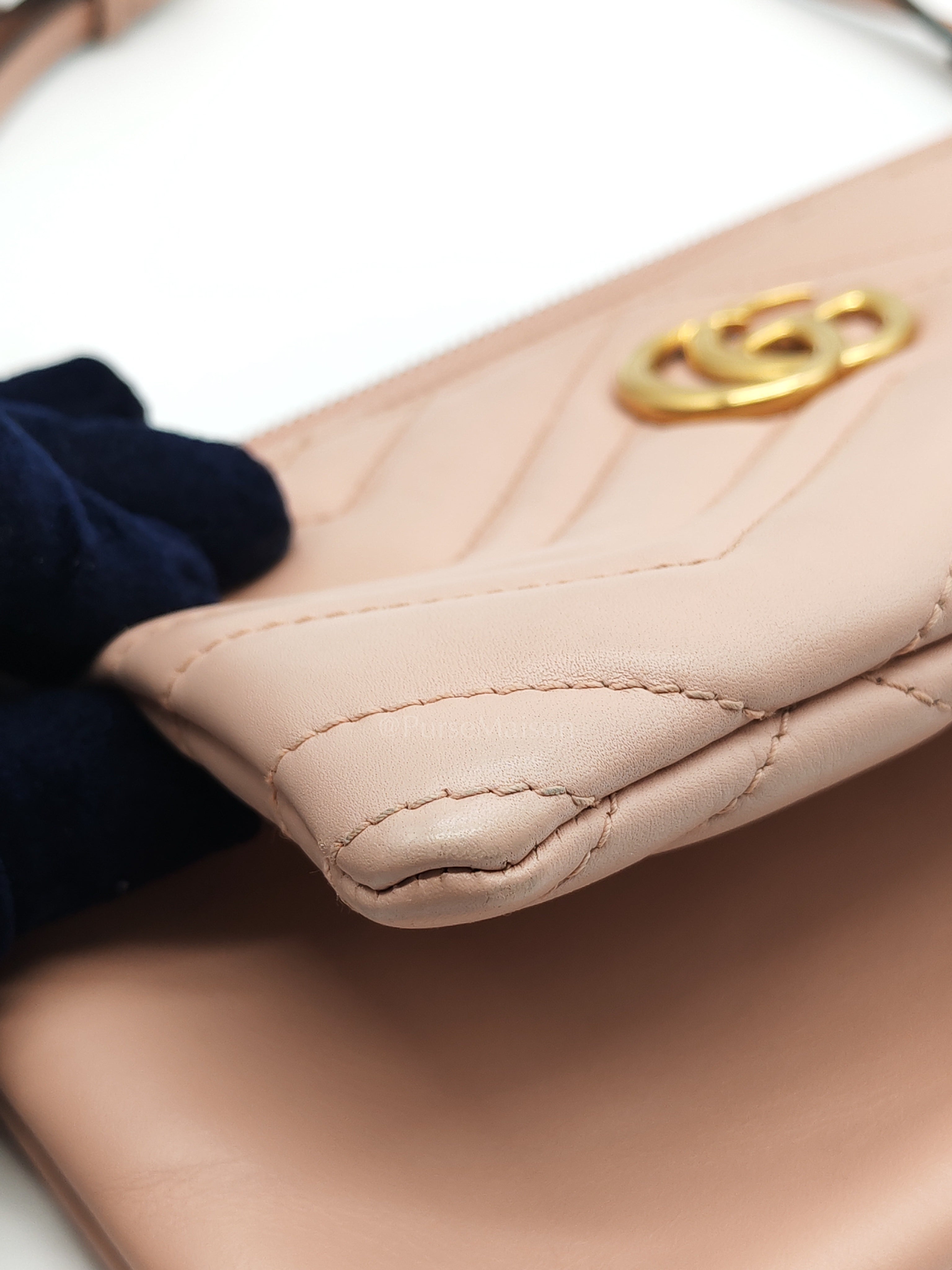 Double Pouch Shoulder Bag in Blush Pink Marmont Matellase Leather & Gold Hardware | Purse Maison Luxury Bags Shop