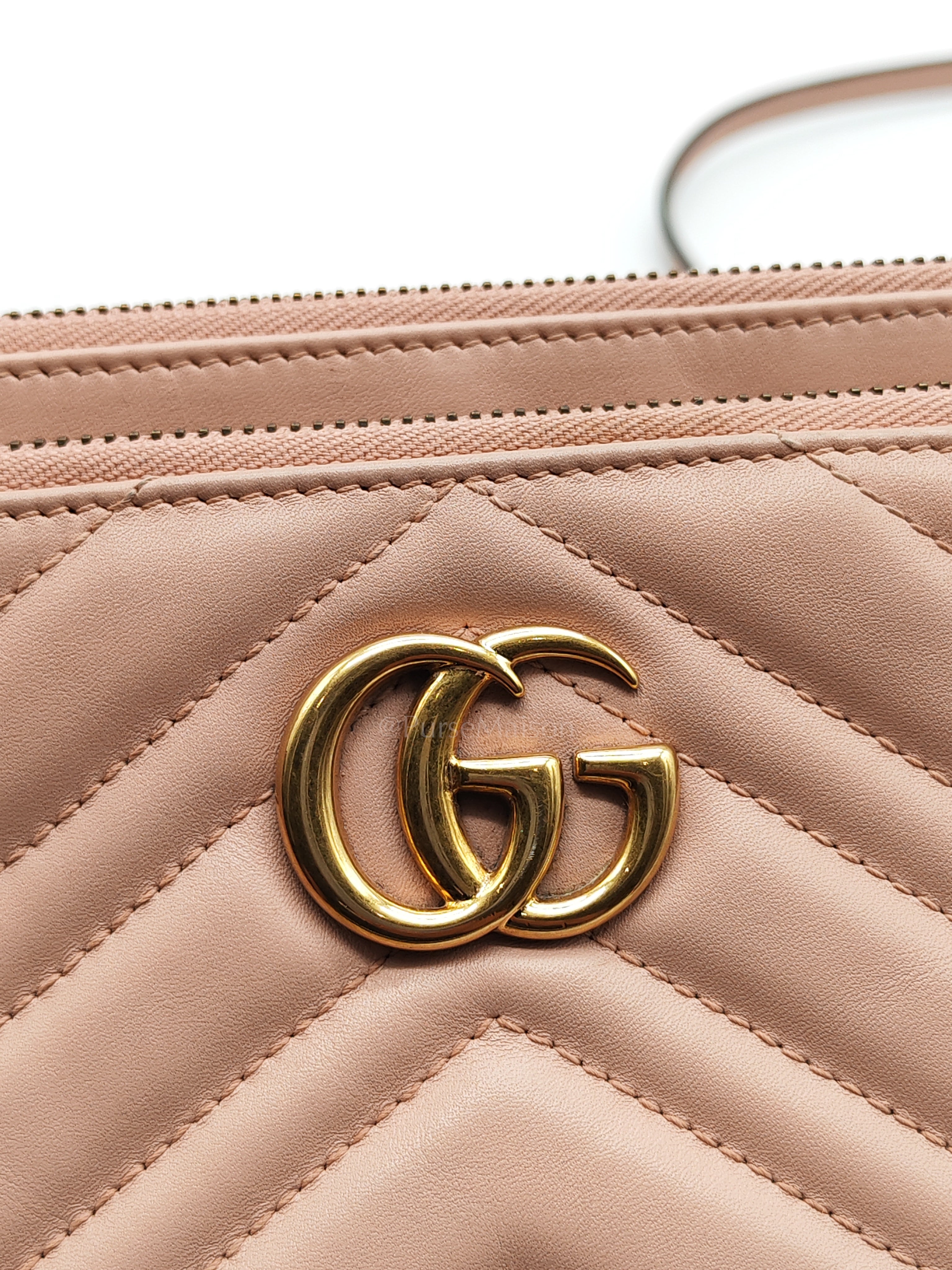 Double Pouch Shoulder Bag in Blush Pink Marmont Matellase Leather & Gold Hardware | Purse Maison Luxury Bags Shop
