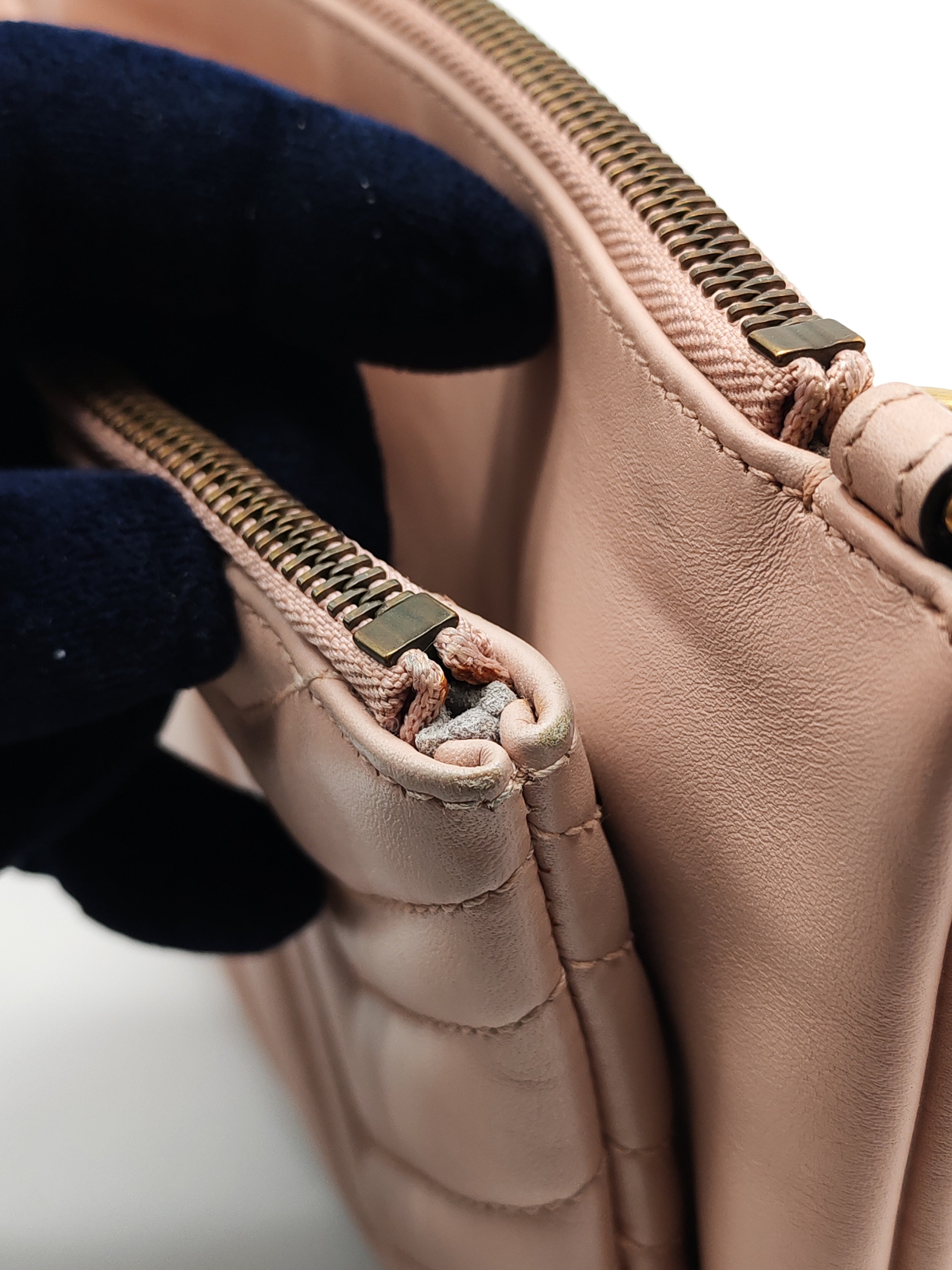 Double Pouch Shoulder Bag in Blush Pink Marmont Matellase Leather & Gold Hardware | Purse Maison Luxury Bags Shop