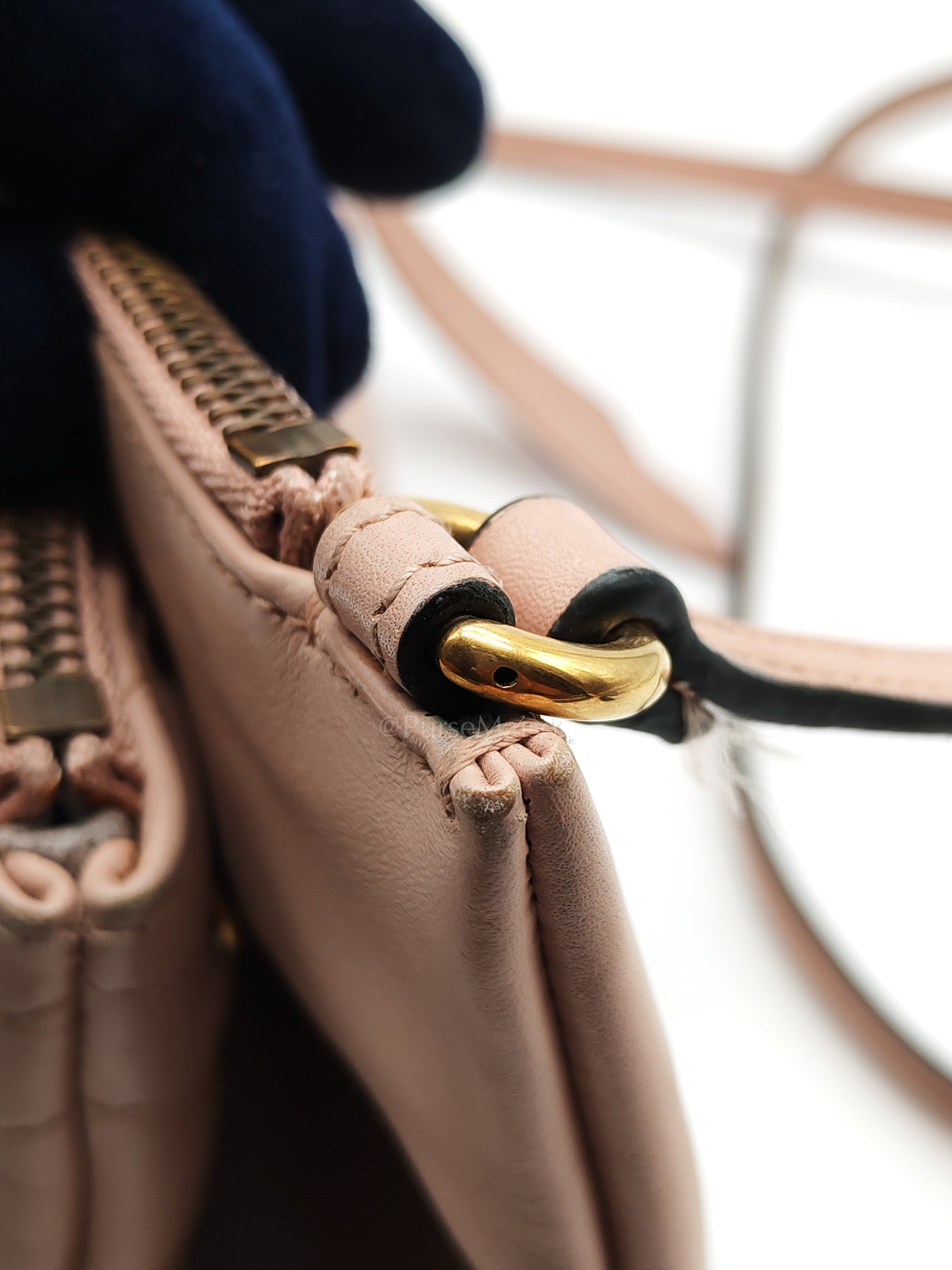 Double Pouch Shoulder Bag in Blush Pink Marmont Matellase Leather & Gold Hardware | Purse Maison Luxury Bags Shop