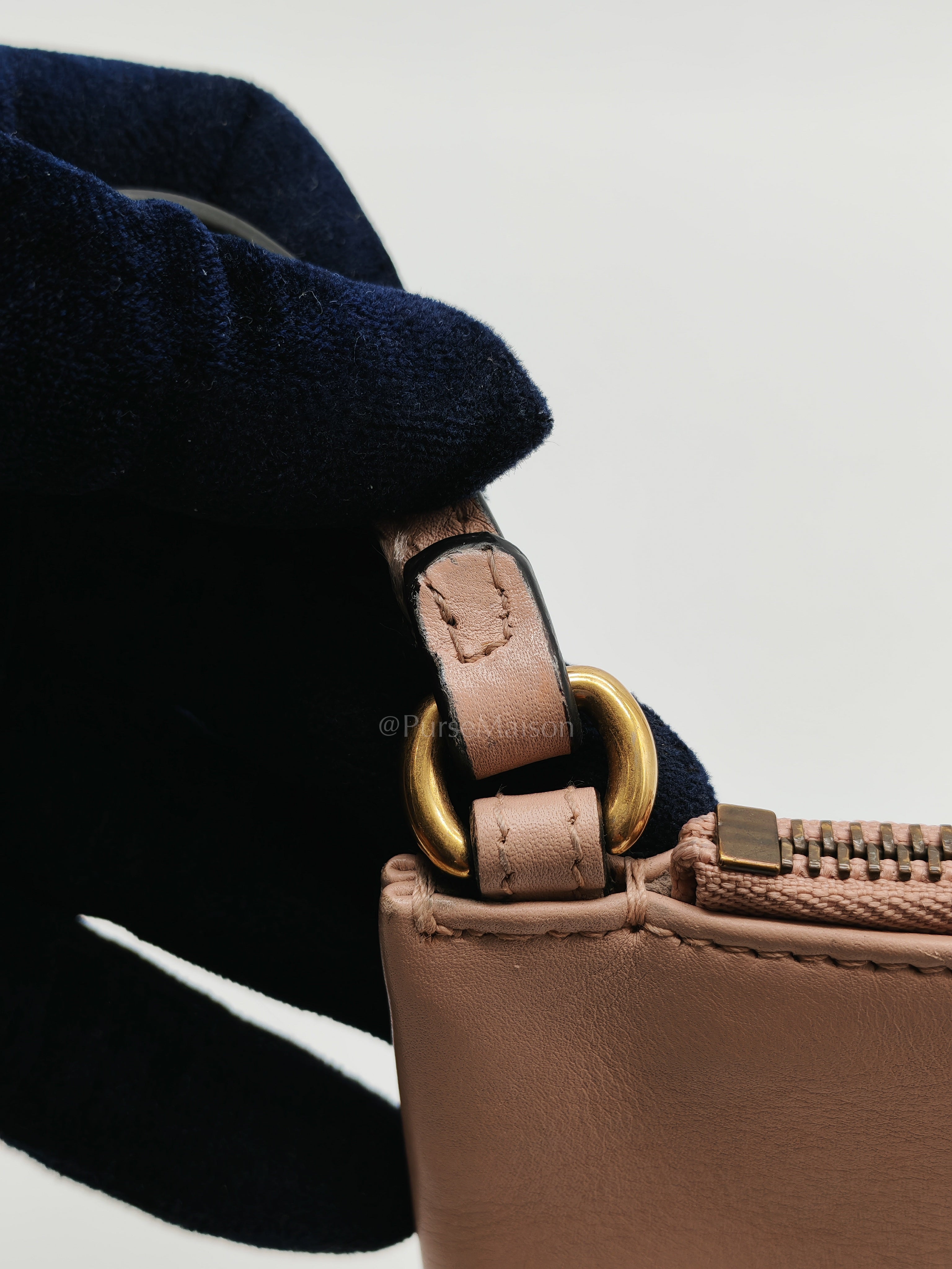 Double Pouch Shoulder Bag in Blush Pink Marmont Matellase Leather & Gold Hardware | Purse Maison Luxury Bags Shop