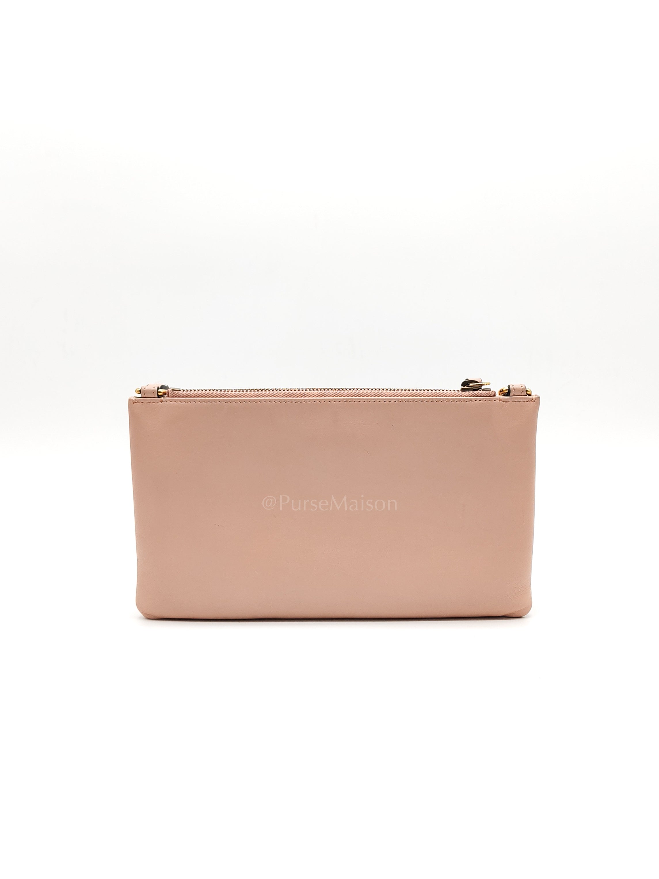 Double Pouch Shoulder Bag in Blush Pink Marmont Matellase Leather & Gold Hardware | Purse Maison Luxury Bags Shop