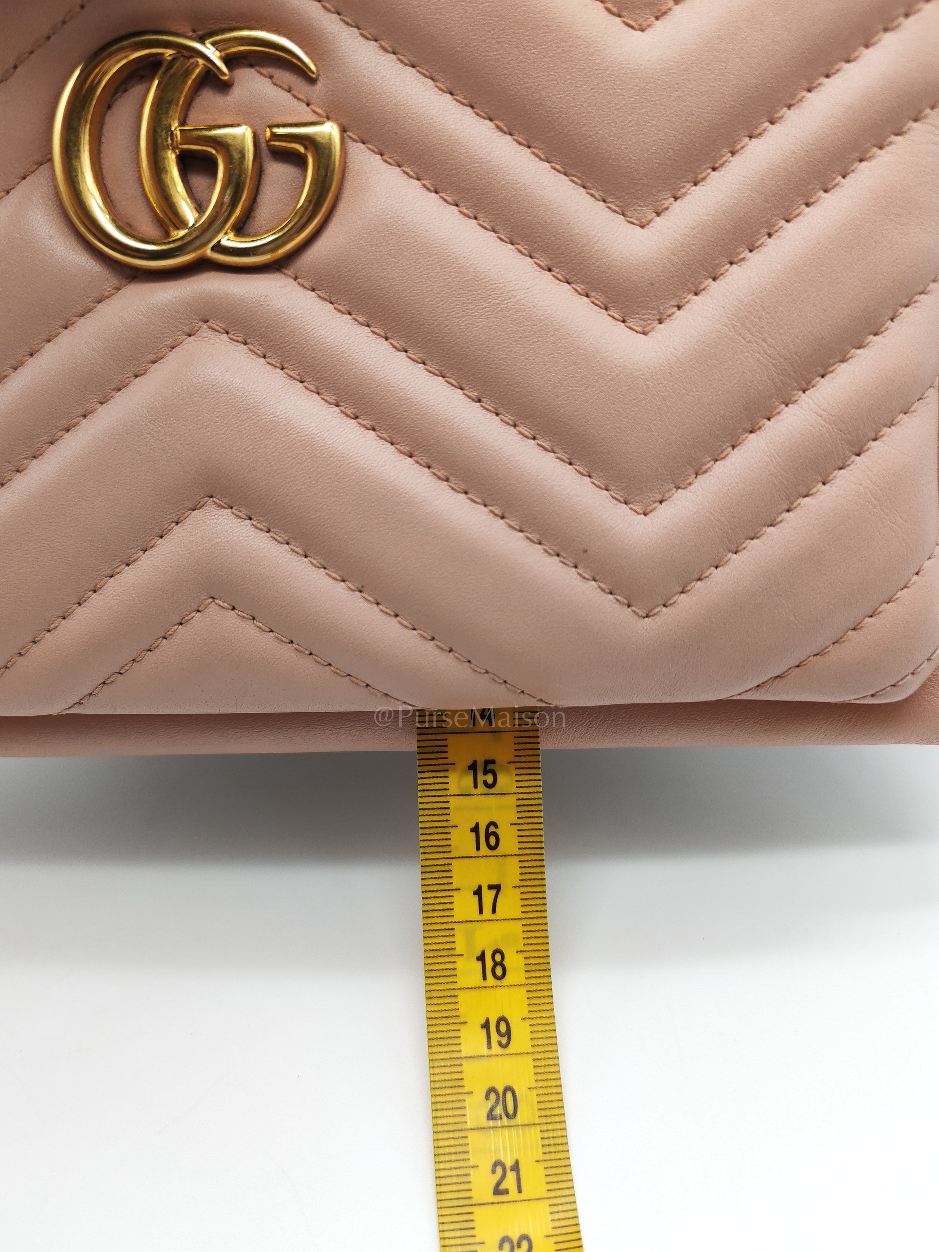 Double Pouch Shoulder Bag in Blush Pink Marmont Matellase Leather & Gold Hardware | Purse Maison Luxury Bags Shop