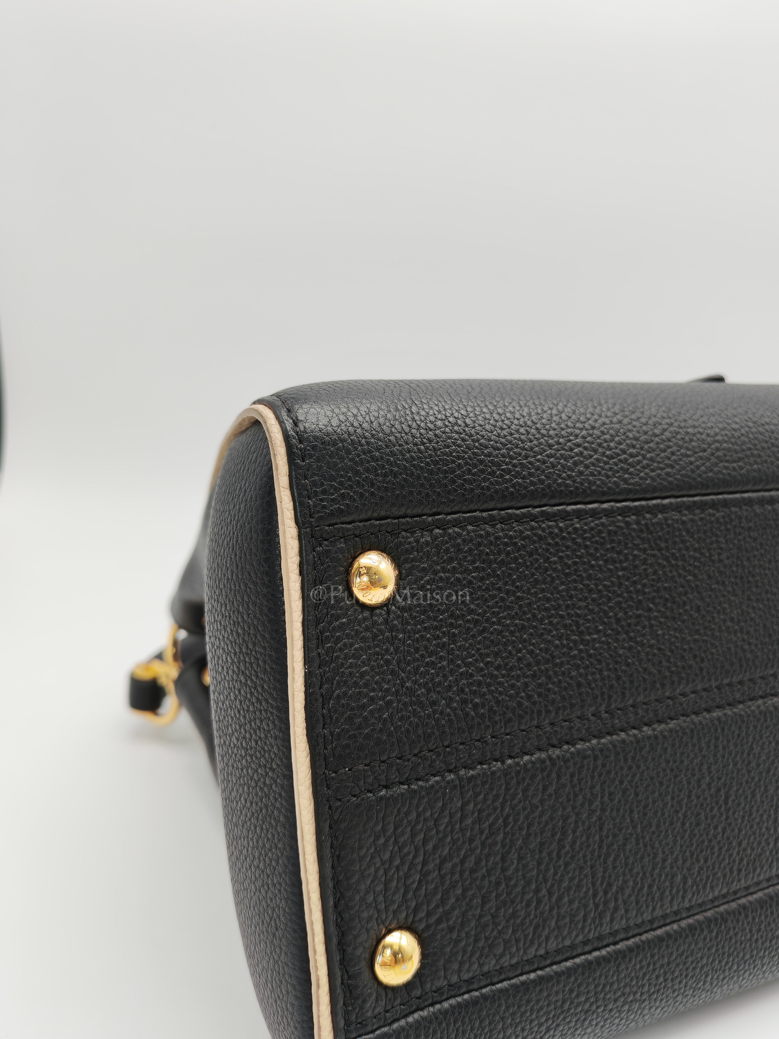Double V Monogram Canvas and Black Grained Leather Shoulder Bag (Date Code: TR4137) | Purse Maison Luxury Bags Shop