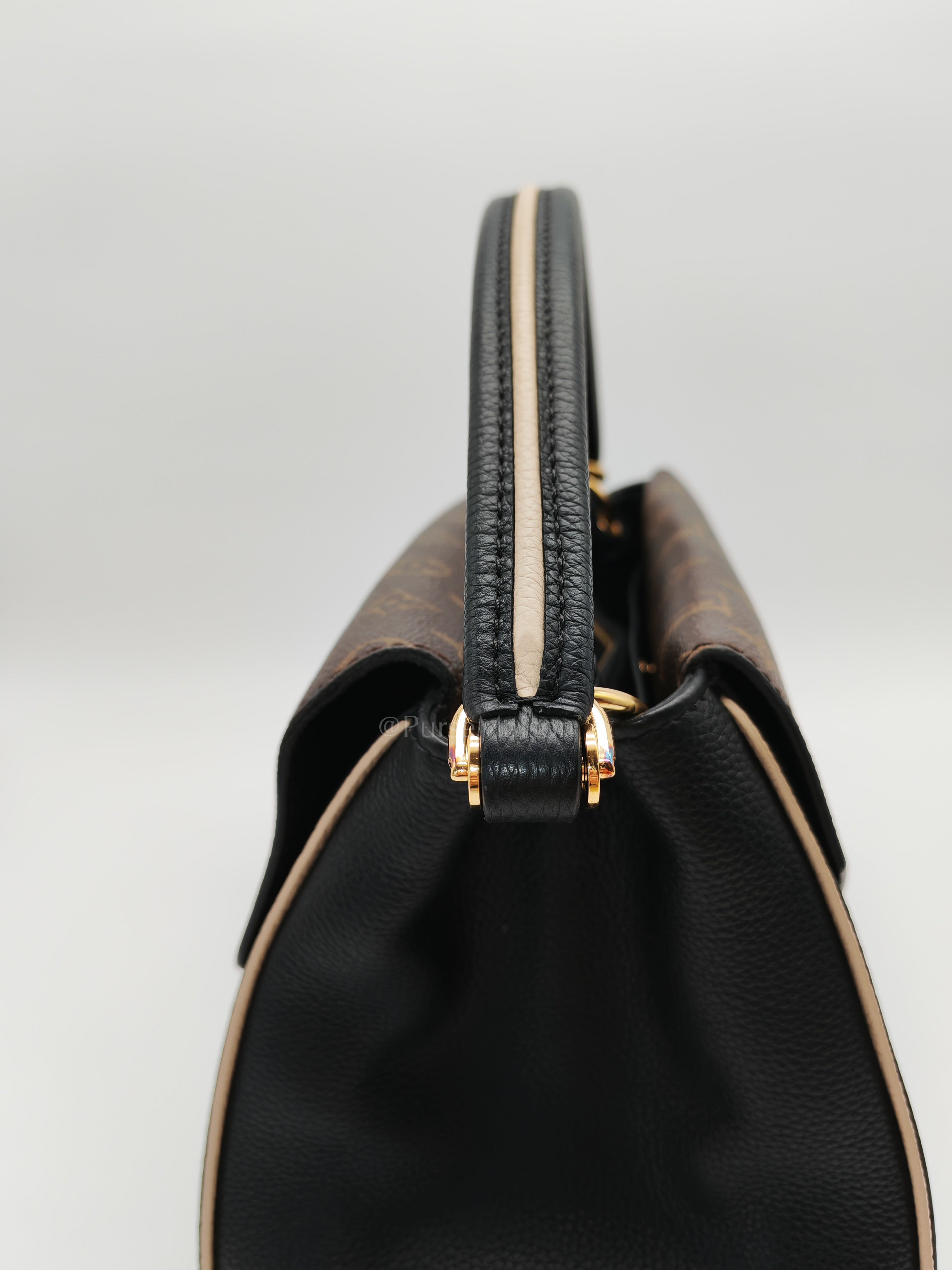Double V Monogram Canvas and Black Grained Leather Shoulder Bag (Date Code: TR4137) | Purse Maison Luxury Bags Shop