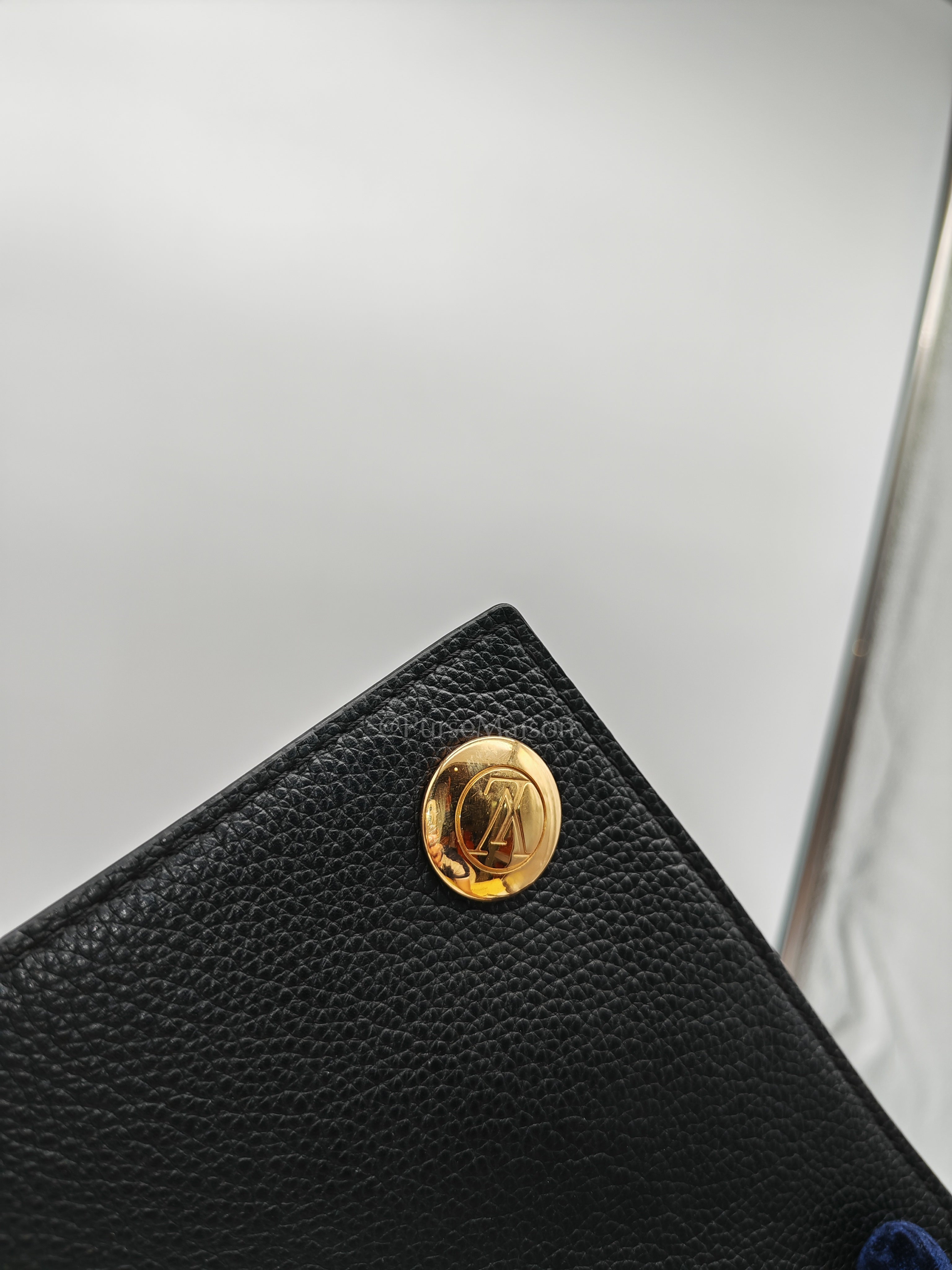 Double V Monogram Canvas and Black Grained Leather Shoulder Bag (Date Code: TR4137) | Purse Maison Luxury Bags Shop