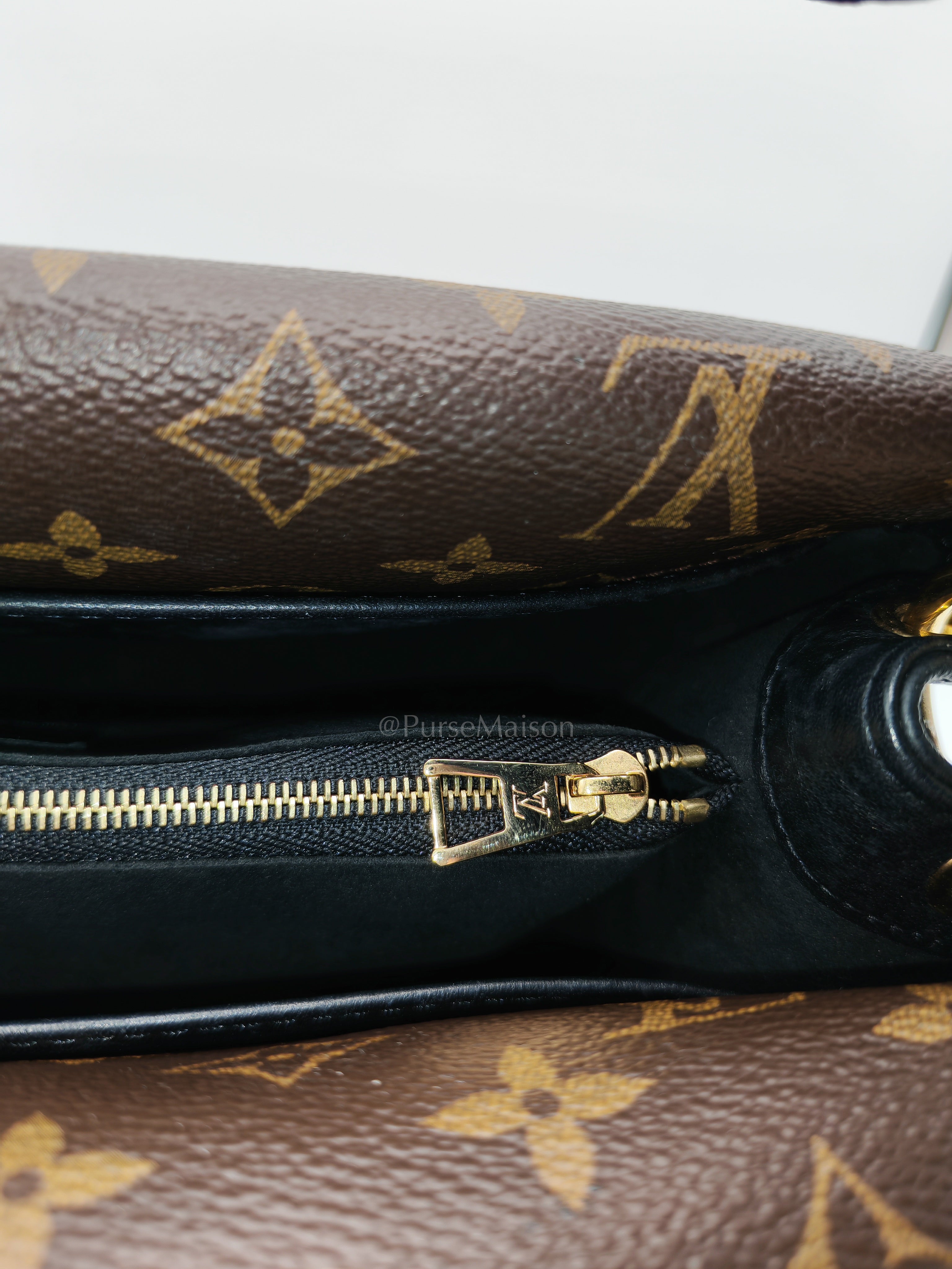 Double V Monogram Canvas and Black Grained Leather Shoulder Bag (Date Code: TR4137) | Purse Maison Luxury Bags Shop