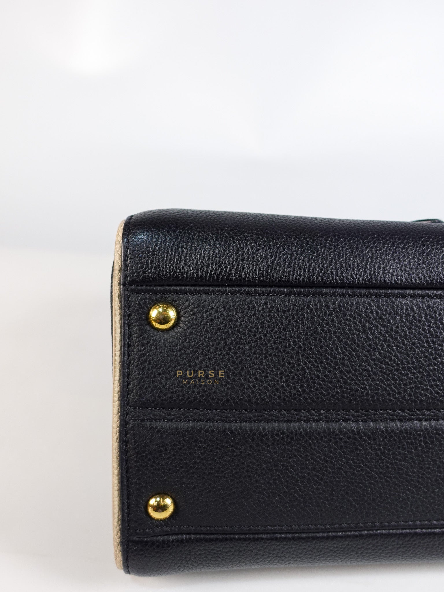Double V Satchel Medium in Dark Navy Blue Monogram and Black Canvas (Date code: TR3108) | Purse Maison Luxury Bags Shop