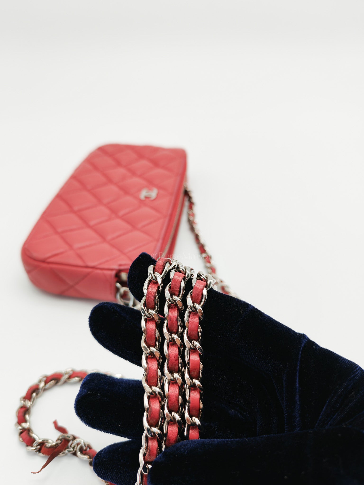 Double Zip in Rose Pink Clutch Chain Bag and Silver Hardware Series 26 | Purse Maison Luxury Bags Shop