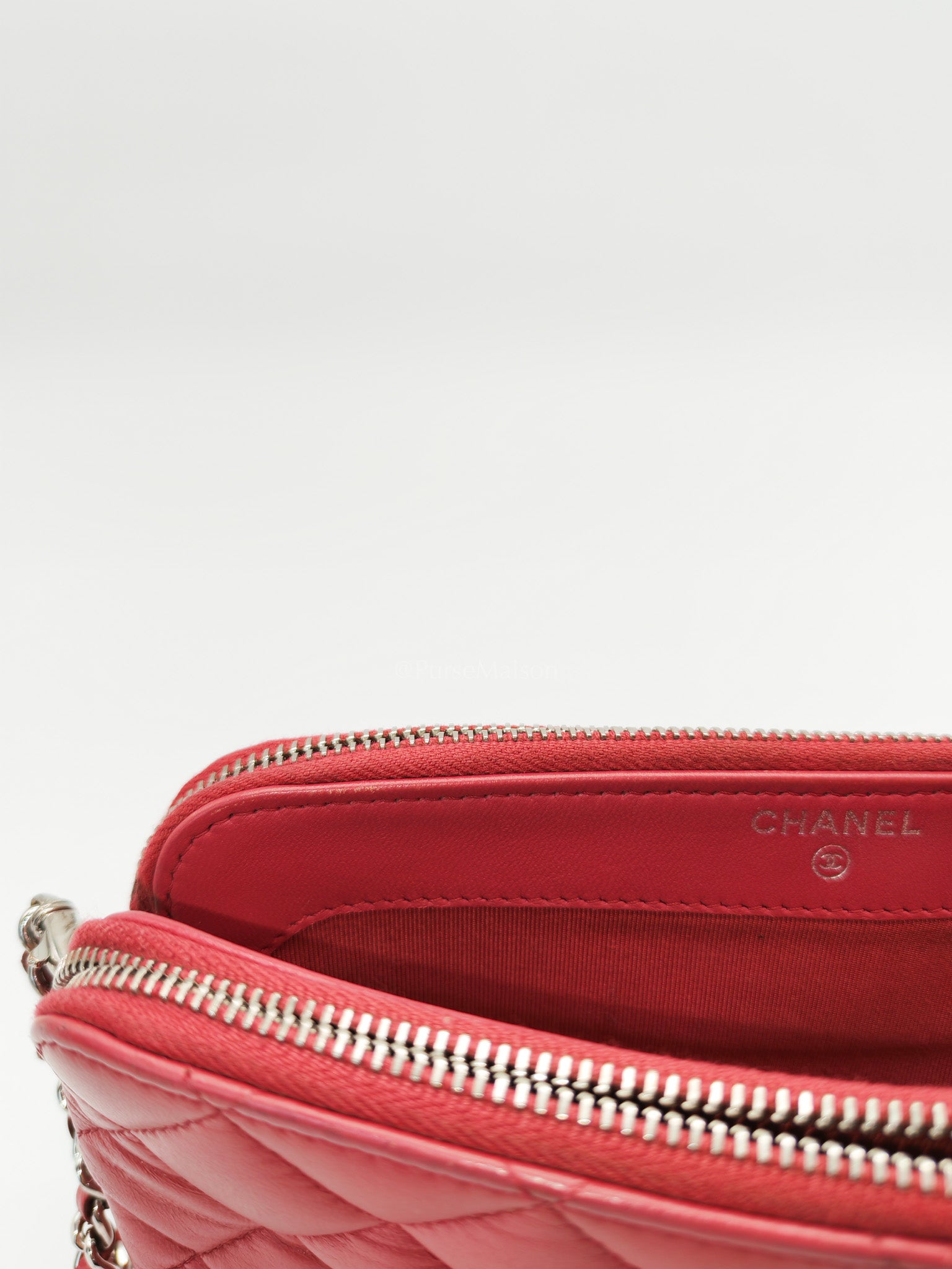 Double Zip in Rose Pink Clutch Chain Bag and Silver Hardware Series 26 | Purse Maison Luxury Bags Shop