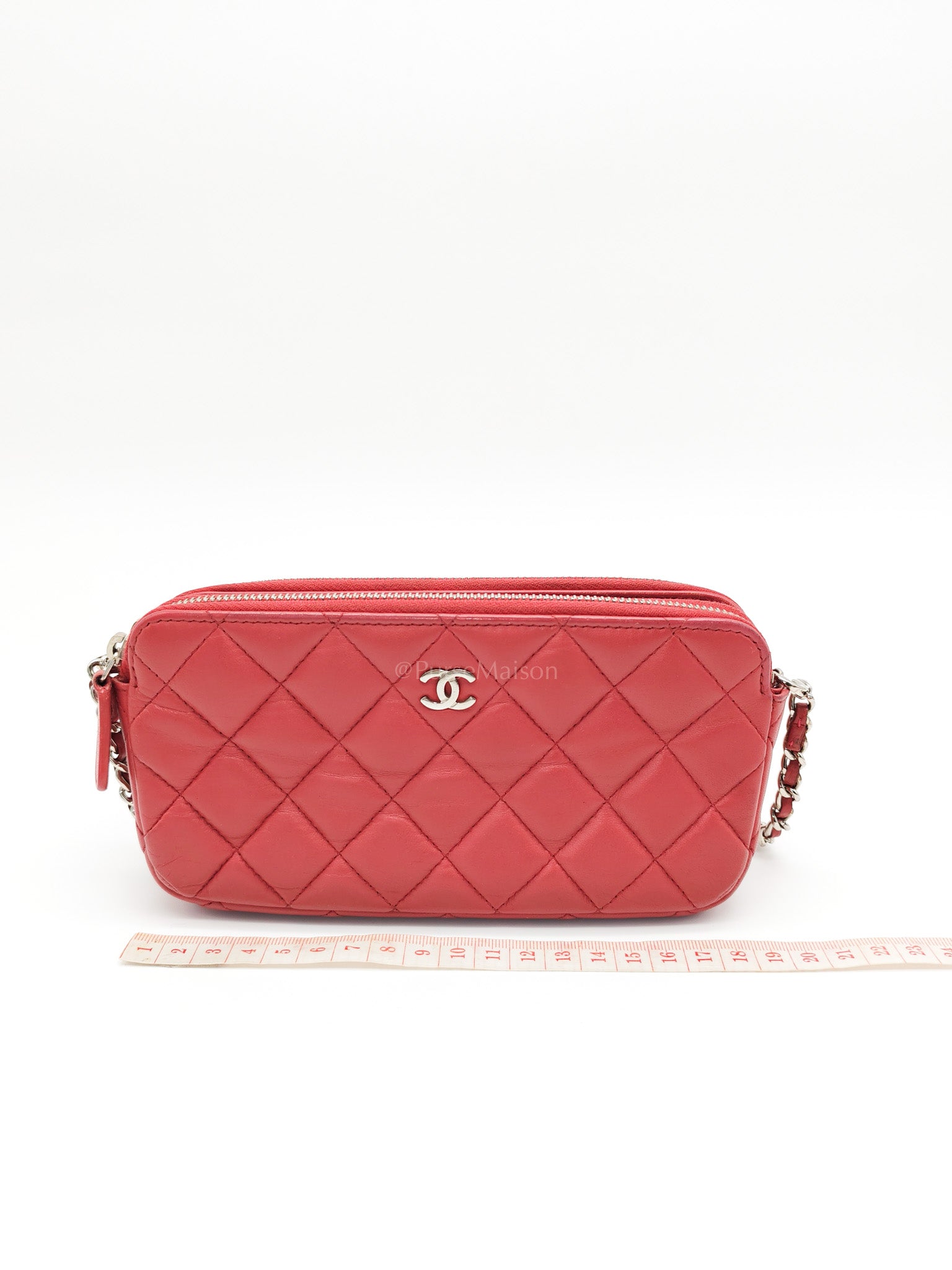 Double Zip in Rose Pink Clutch Chain Bag and Silver Hardware Series 26 | Purse Maison Luxury Bags Shop