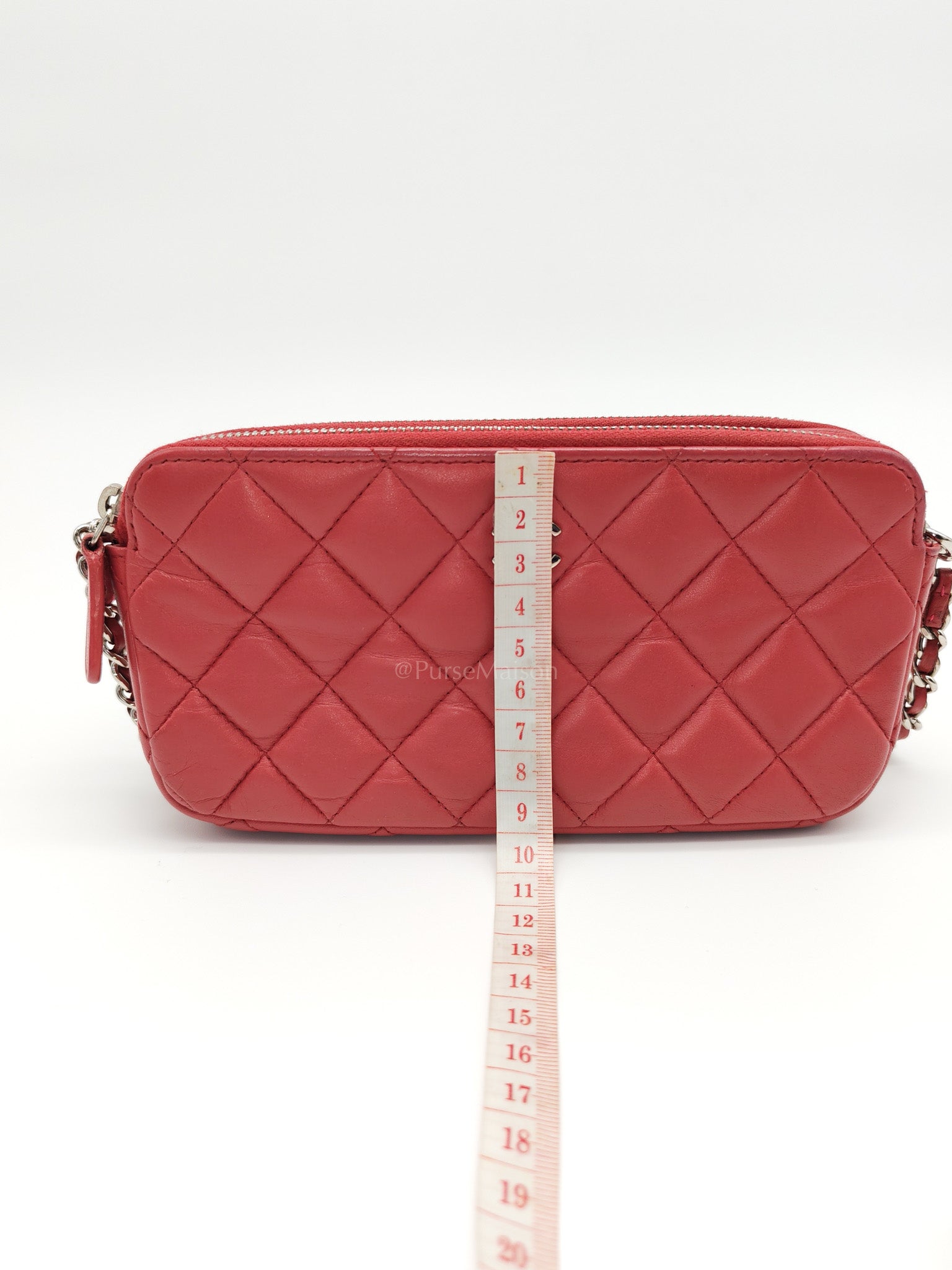 Double Zip in Rose Pink Clutch Chain Bag and Silver Hardware Series 26 | Purse Maison Luxury Bags Shop