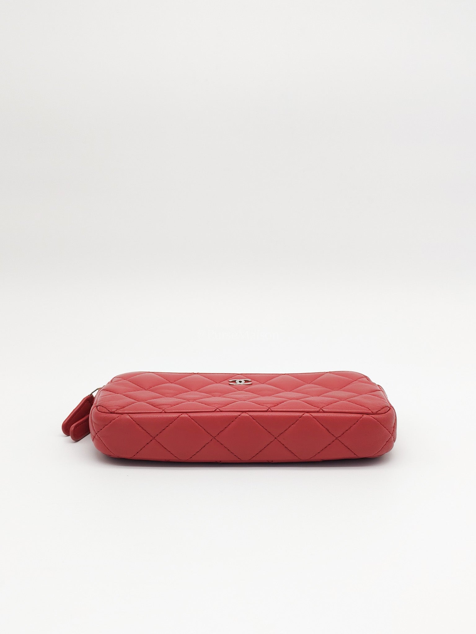 Double Zip in Rose Pink Clutch Chain Bag and Silver Hardware Series 26 | Purse Maison Luxury Bags Shop