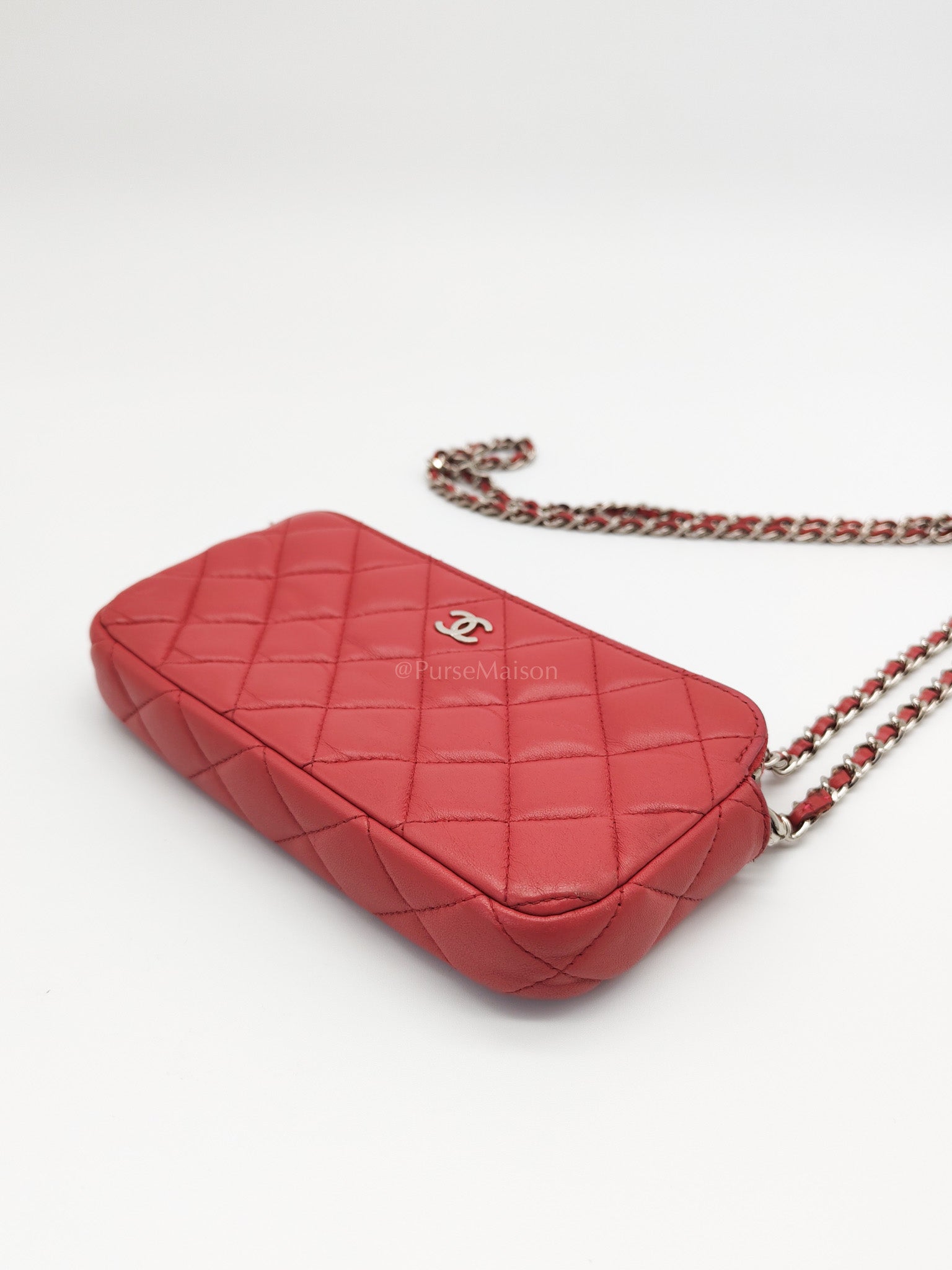 Double Zip in Rose Pink Clutch Chain Bag and Silver Hardware Series 26 | Purse Maison Luxury Bags Shop