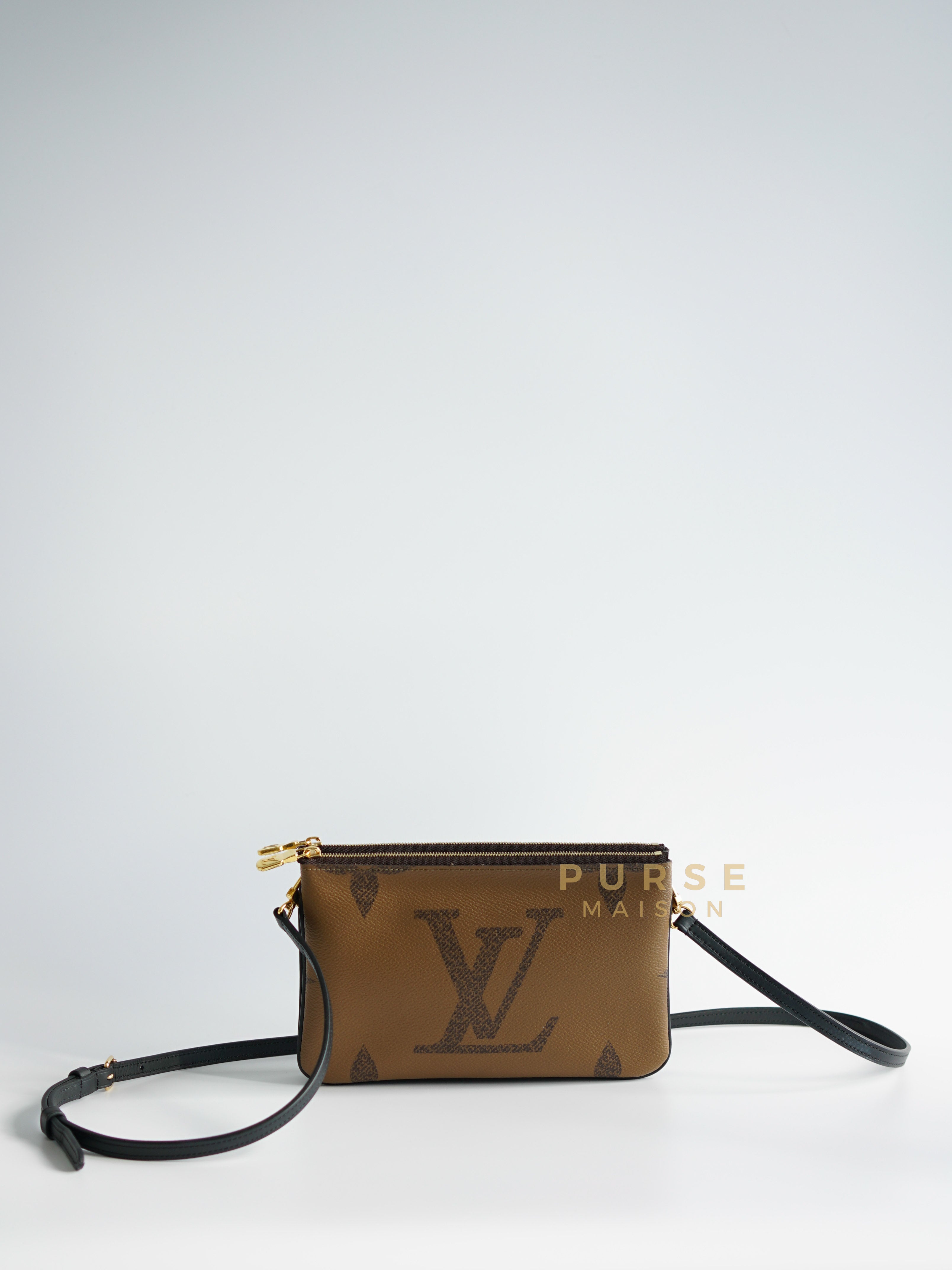 Double Zip Pochette in Reverse Monogram Crossbody Bag (Microchip) | Purse Maison Luxury Bags Shop