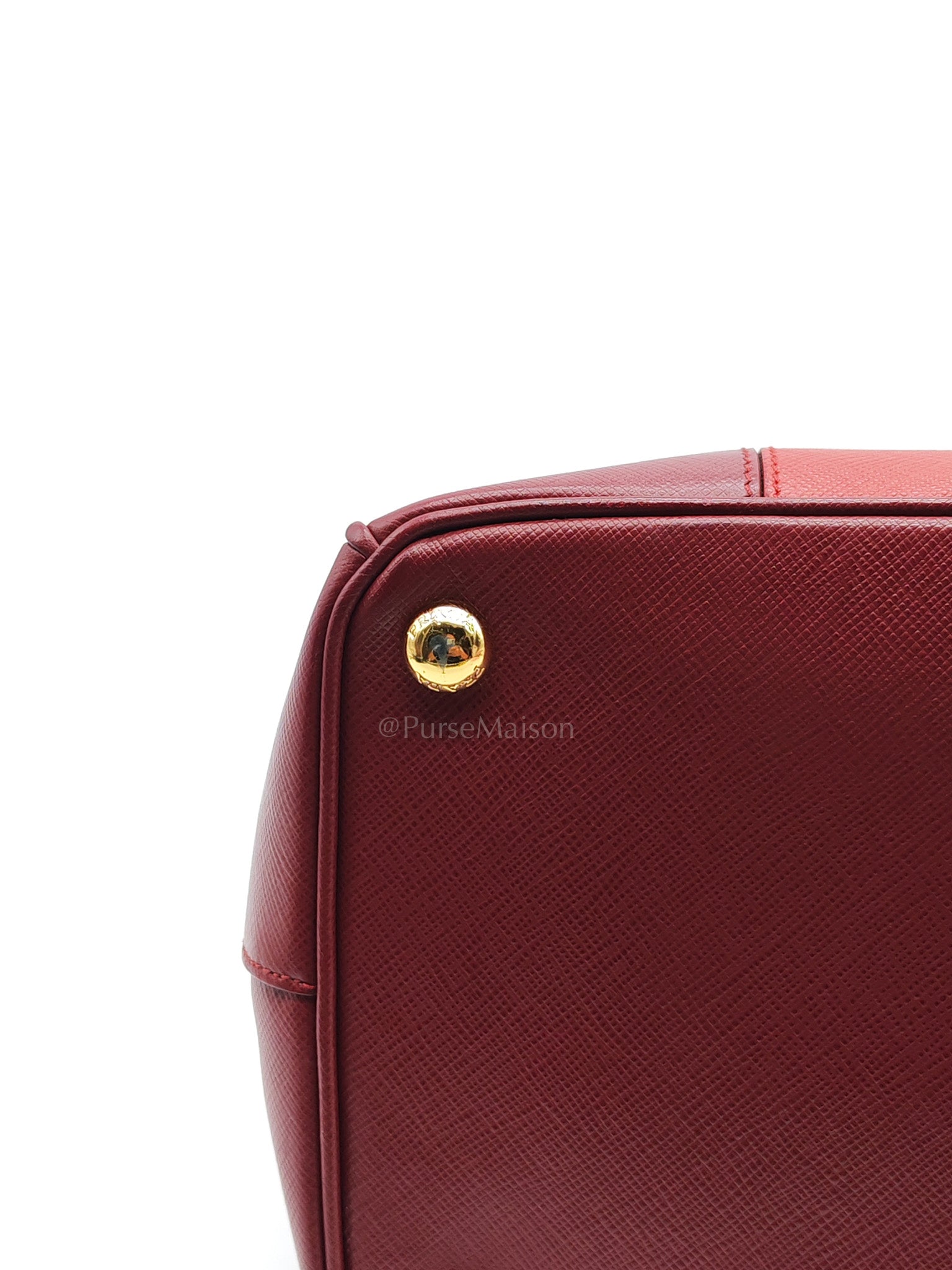 Double Zip Tote in Bi-color Saffiano Lux Cerise and Fuoco | Purse Maison Luxury Bags Shop