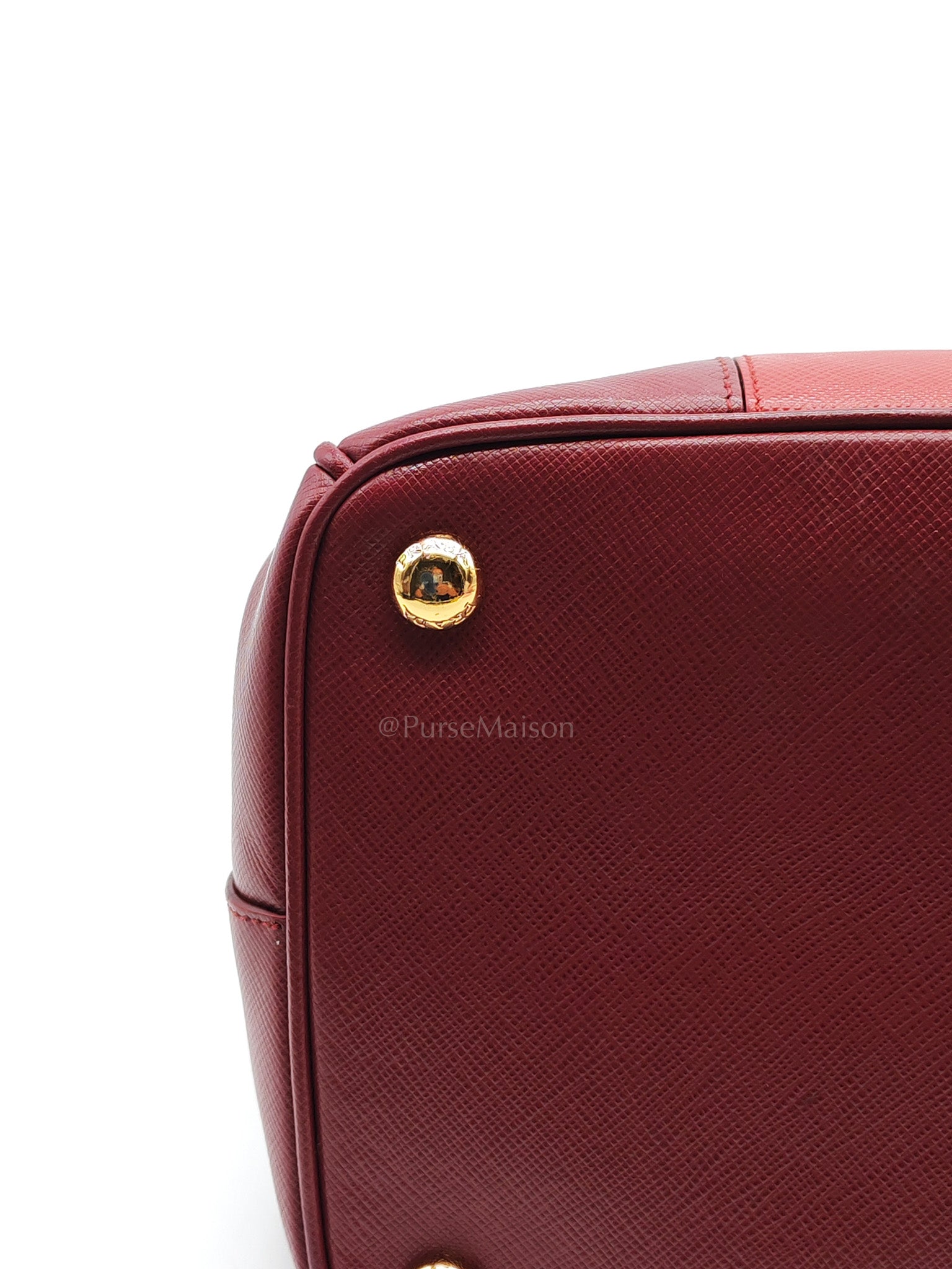 Double Zip Tote in Bi-color Saffiano Lux Cerise and Fuoco | Purse Maison Luxury Bags Shop