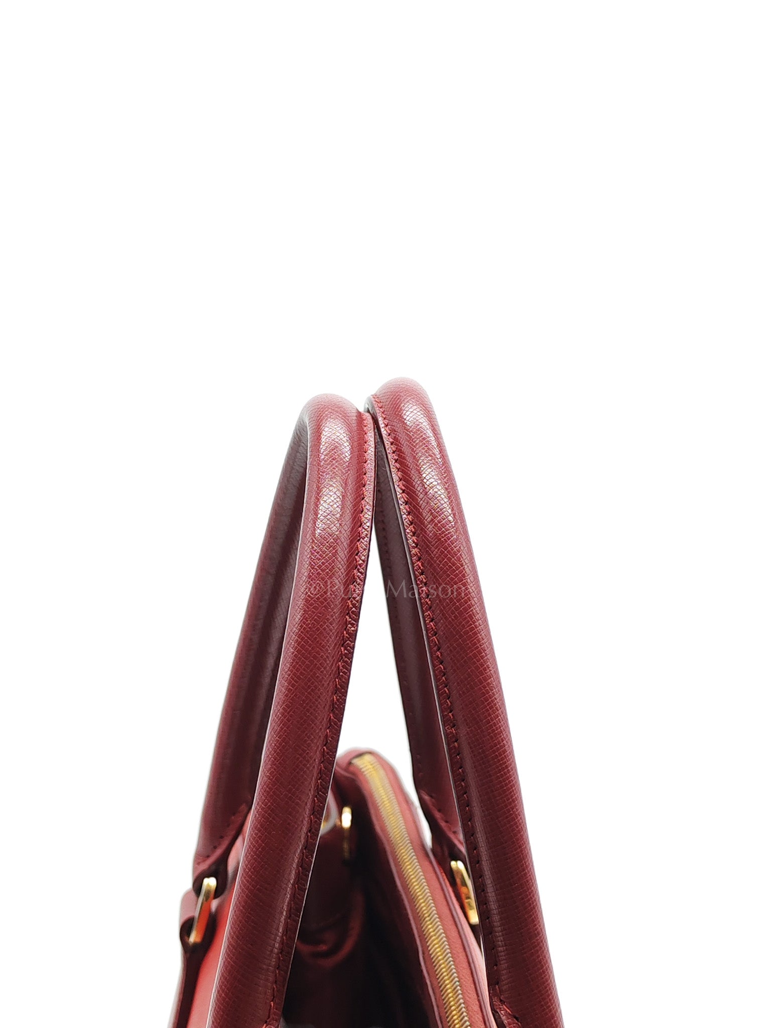 Double Zip Tote in Bi-color Saffiano Lux Cerise and Fuoco | Purse Maison Luxury Bags Shop