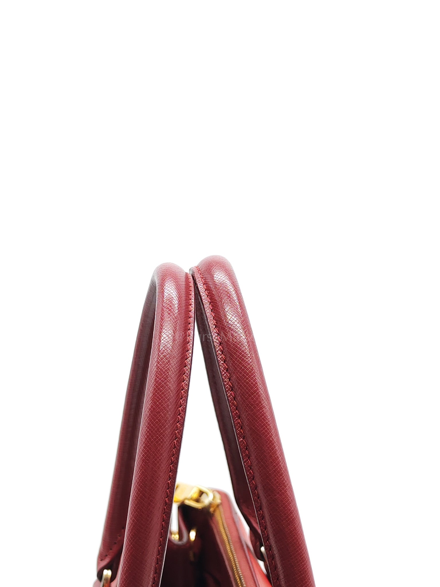 Double Zip Tote in Bi-color Saffiano Lux Cerise and Fuoco | Purse Maison Luxury Bags Shop