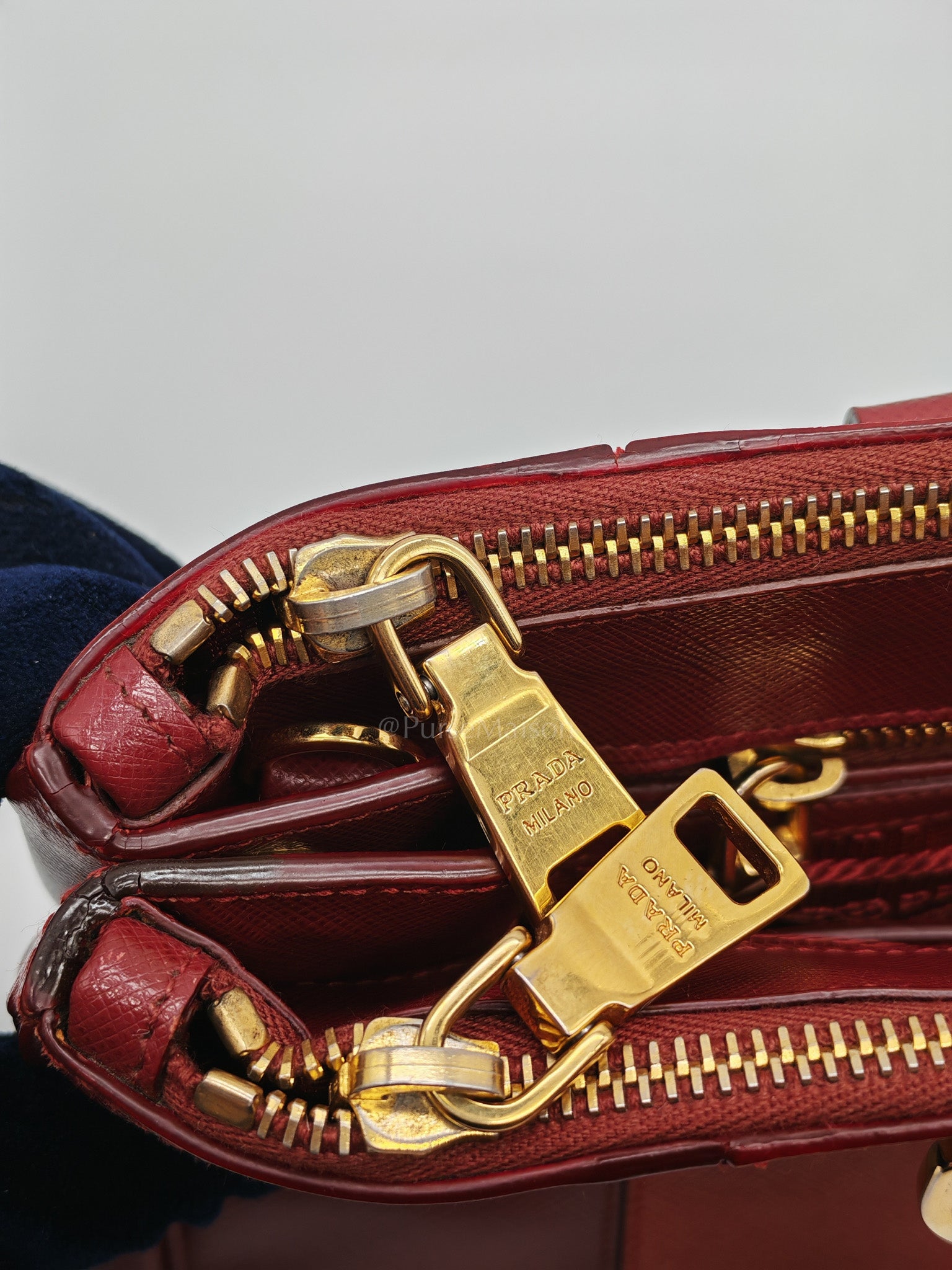 Double Zip Tote in Bi-color Saffiano Lux Cerise and Fuoco | Purse Maison Luxury Bags Shop
